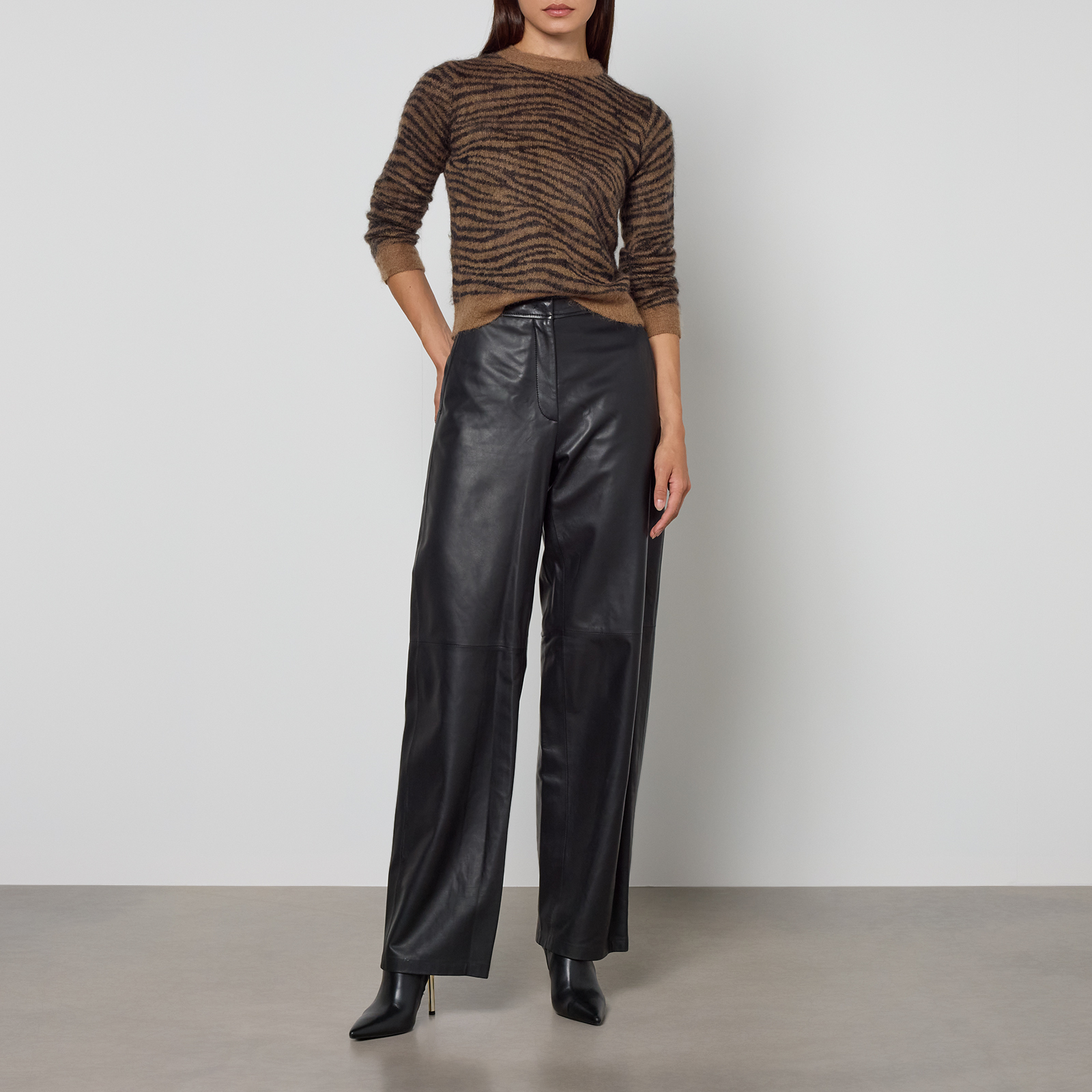 Max Mara Studio Zante Leather Trousers - UK 12