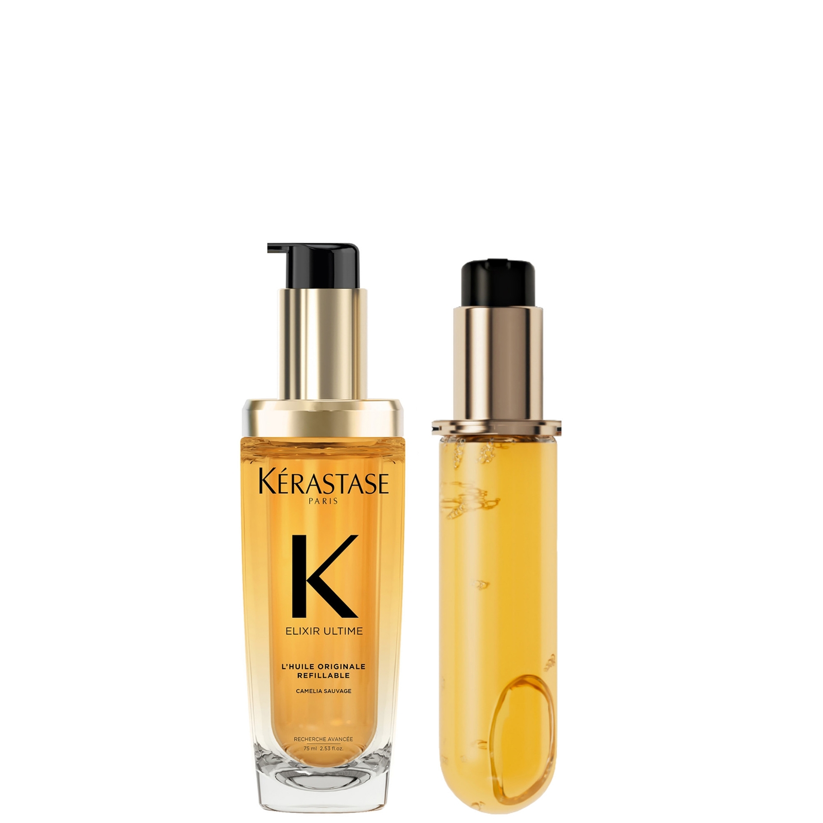 

Kérastase Elixir Ultime L'Huile Originale Hair Oil 75ml for All Hair Types with 75ml Refill Bundle