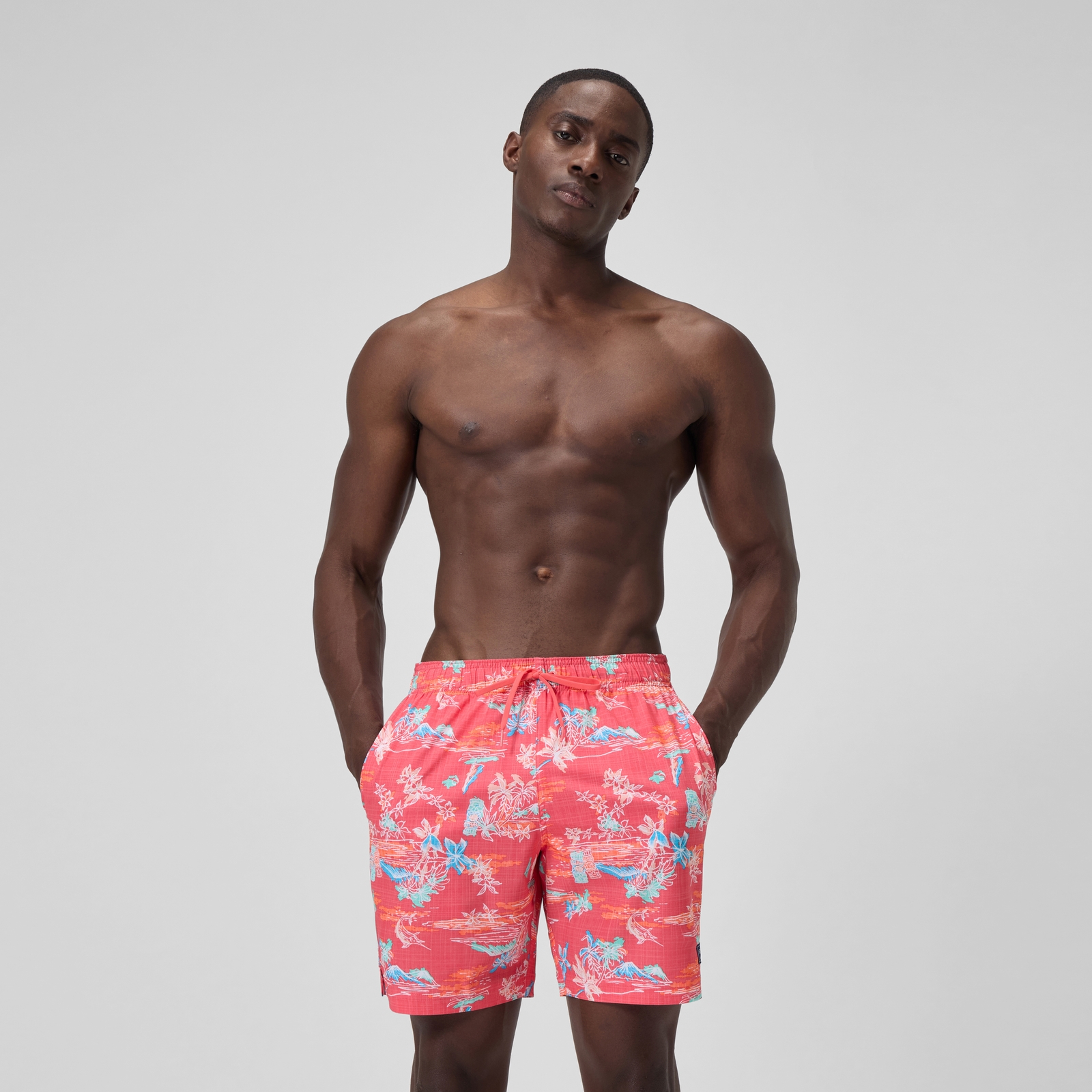 Men's Printed 18'' Redondo Edge Swim Shorts Orange/Blue