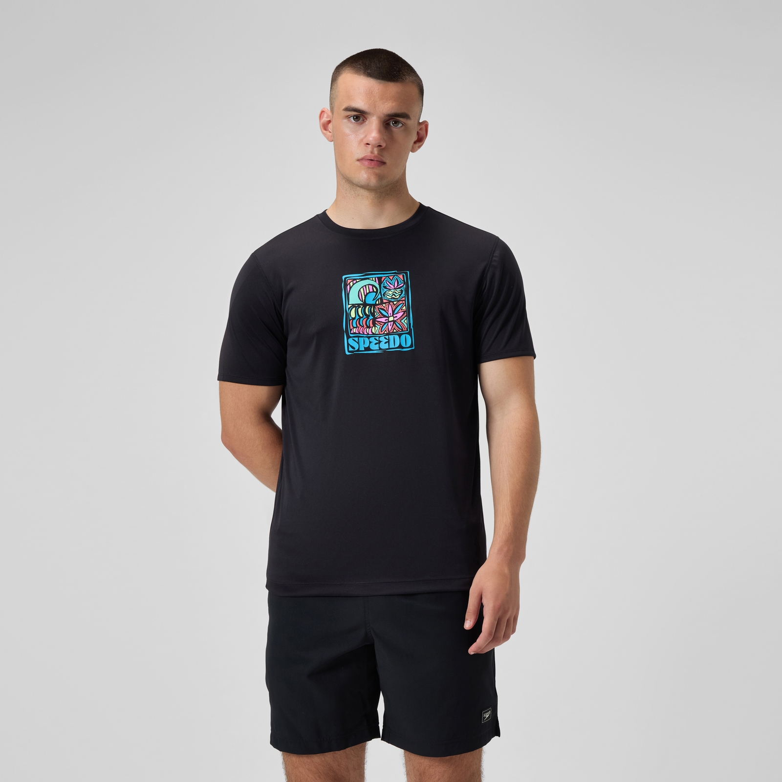 Men's Short Sleeve Swim Shirt Black