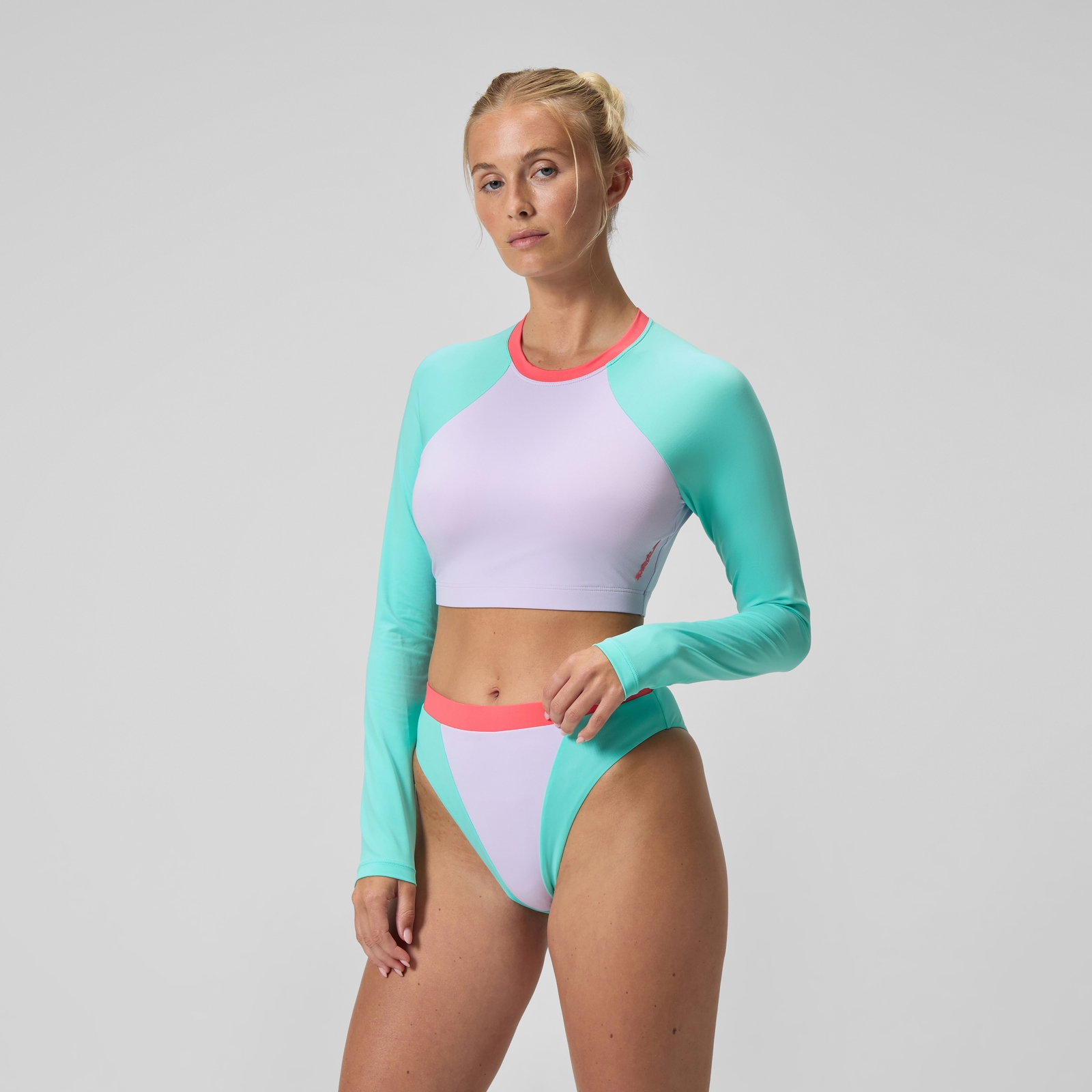 Women's FLU3NTE Solid Long Sleeve Rash Top Lilac/Green