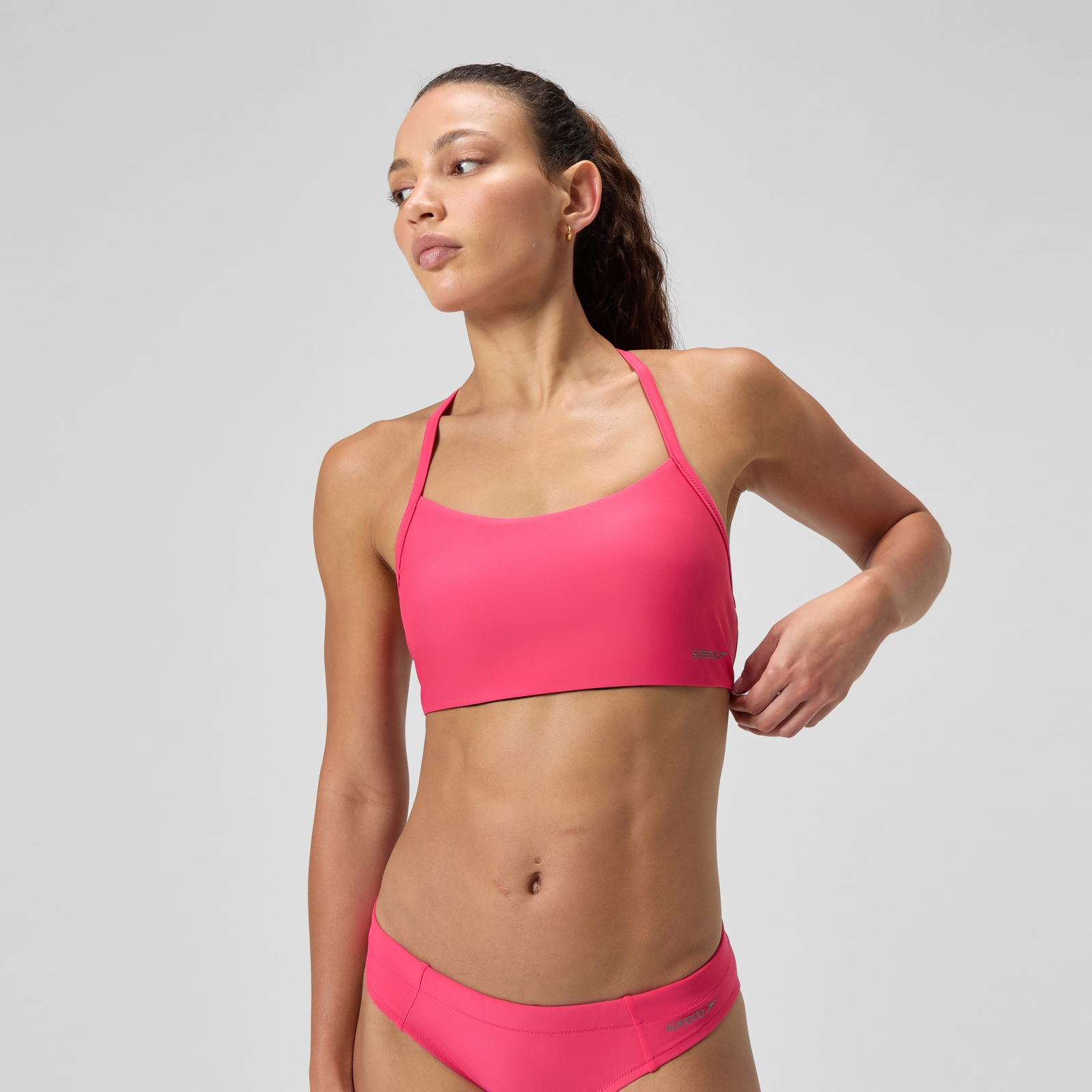 Women's Solid Racerback Bikini Top Pink