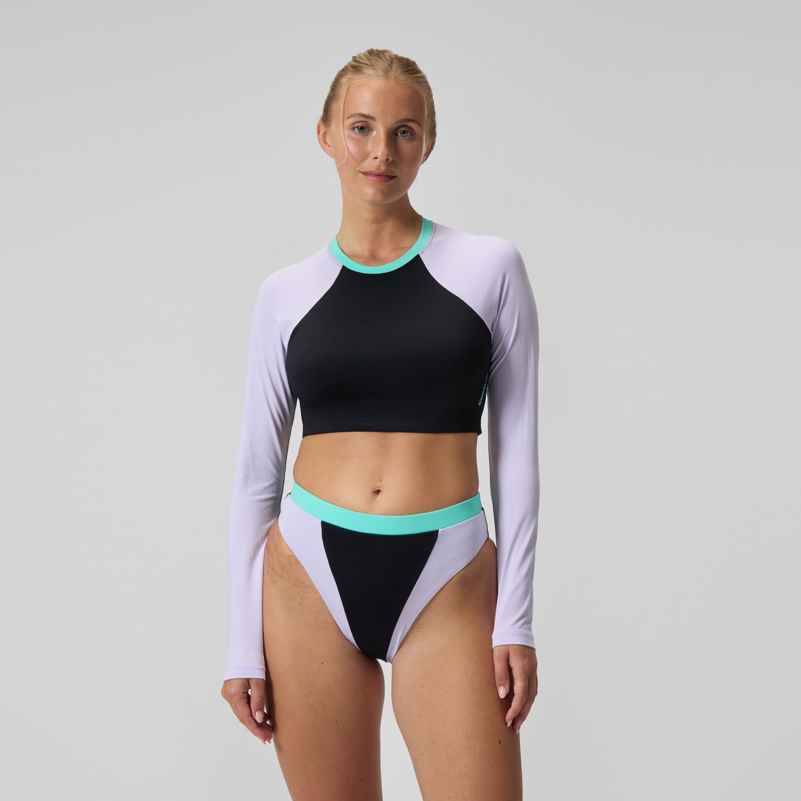 Women's FLU3NTE Solid Long Sleeve Rash Top Black/Lilac
