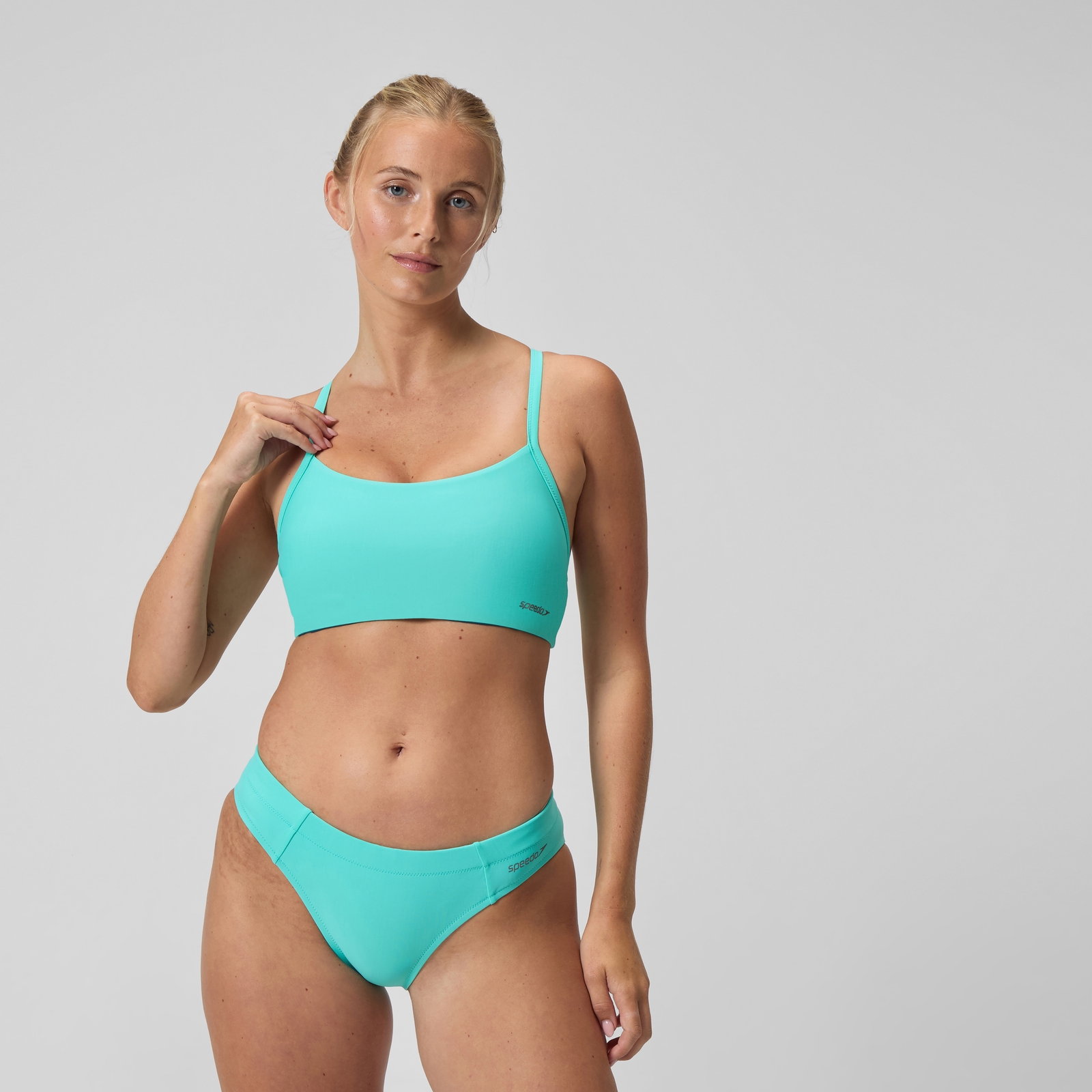 Women's Solid Racerback Bikini Top Turquoise