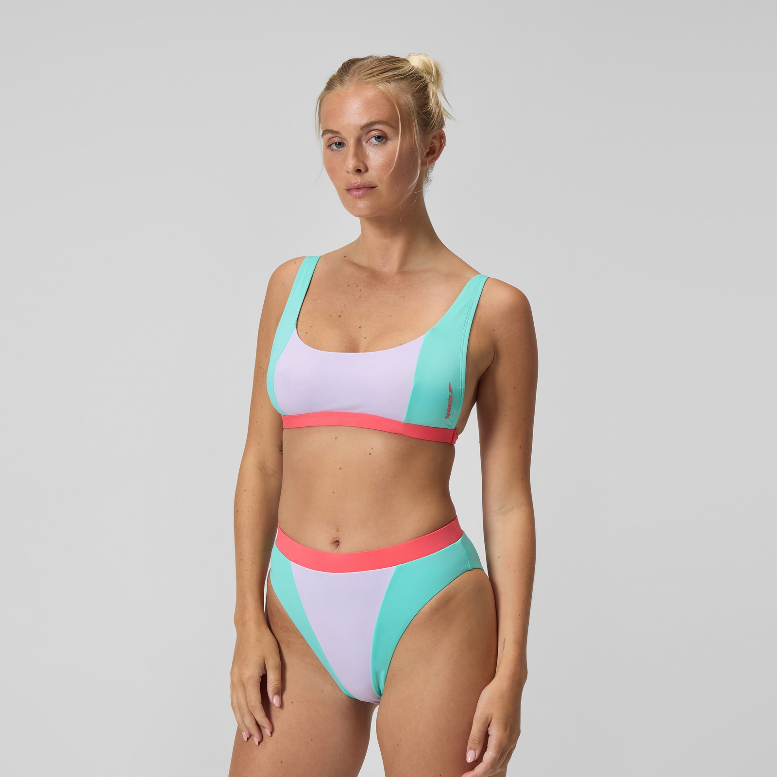 Women's FLU3NTE Colourblock Convertible Bikini Top Lilac/Green