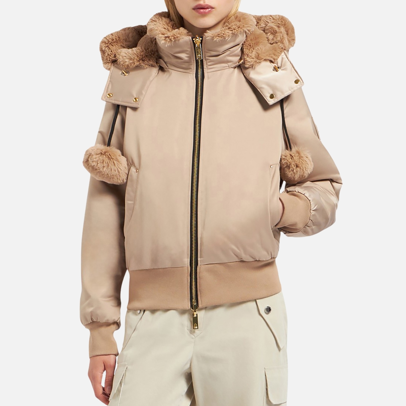 Moose Knuckles Debbie Shell Faux Fur Bomber Jacket