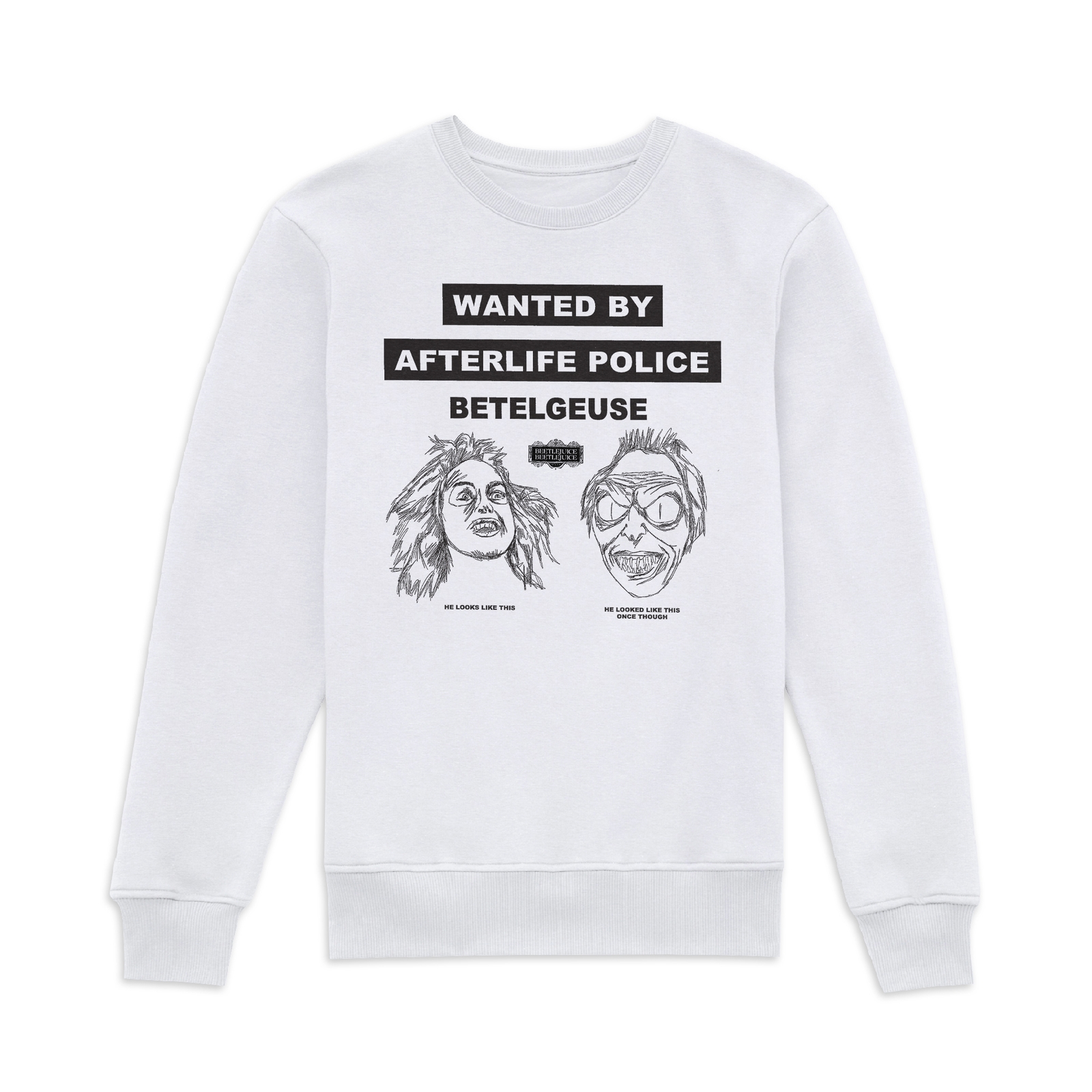 Beetlejuice Wanted Poster Sweatshirt - White - XL