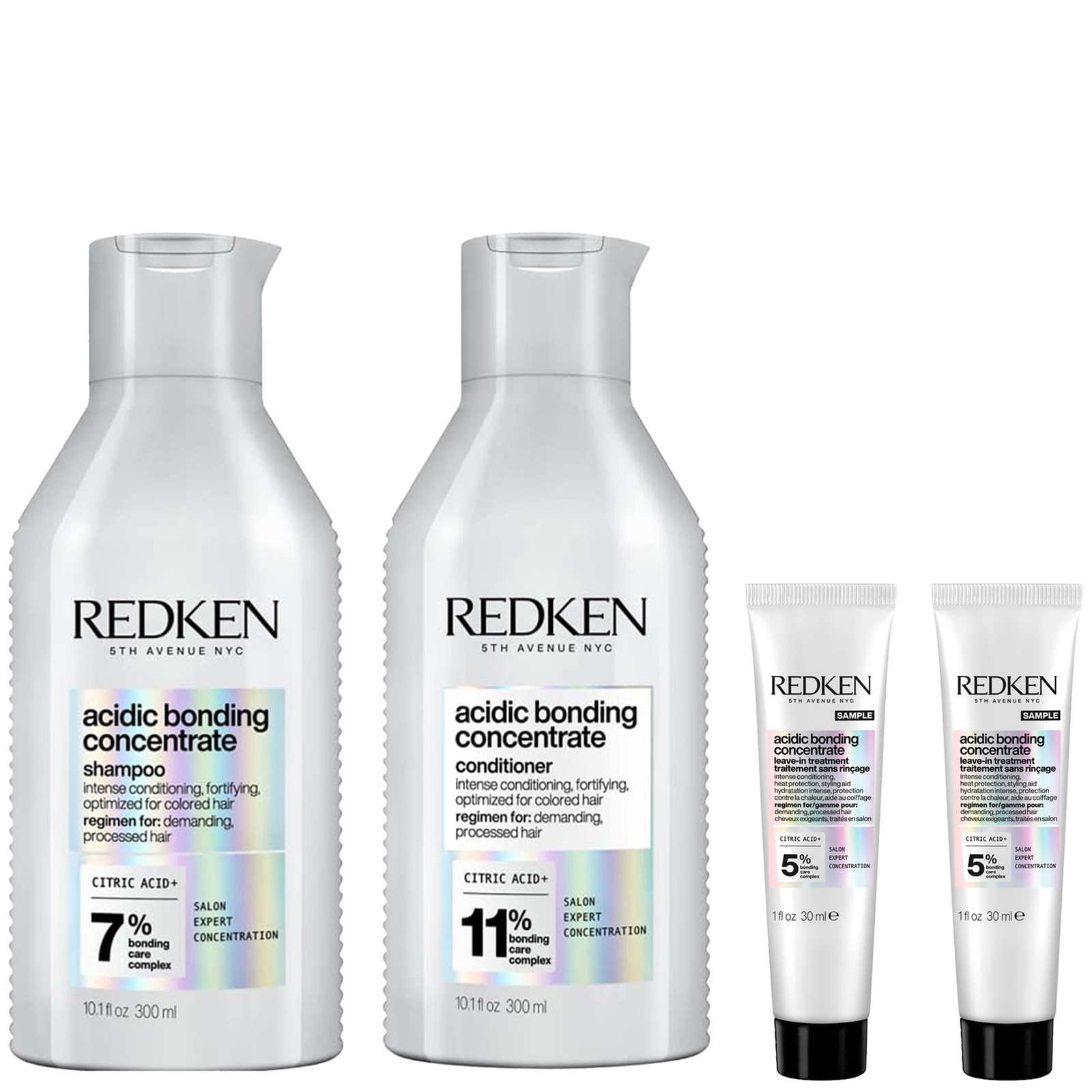 Redken Acidic Bonding Concentrate Shampoo And Conditioner 300ml With Leave-in Treatment 2 X 30ml, Bond Repa