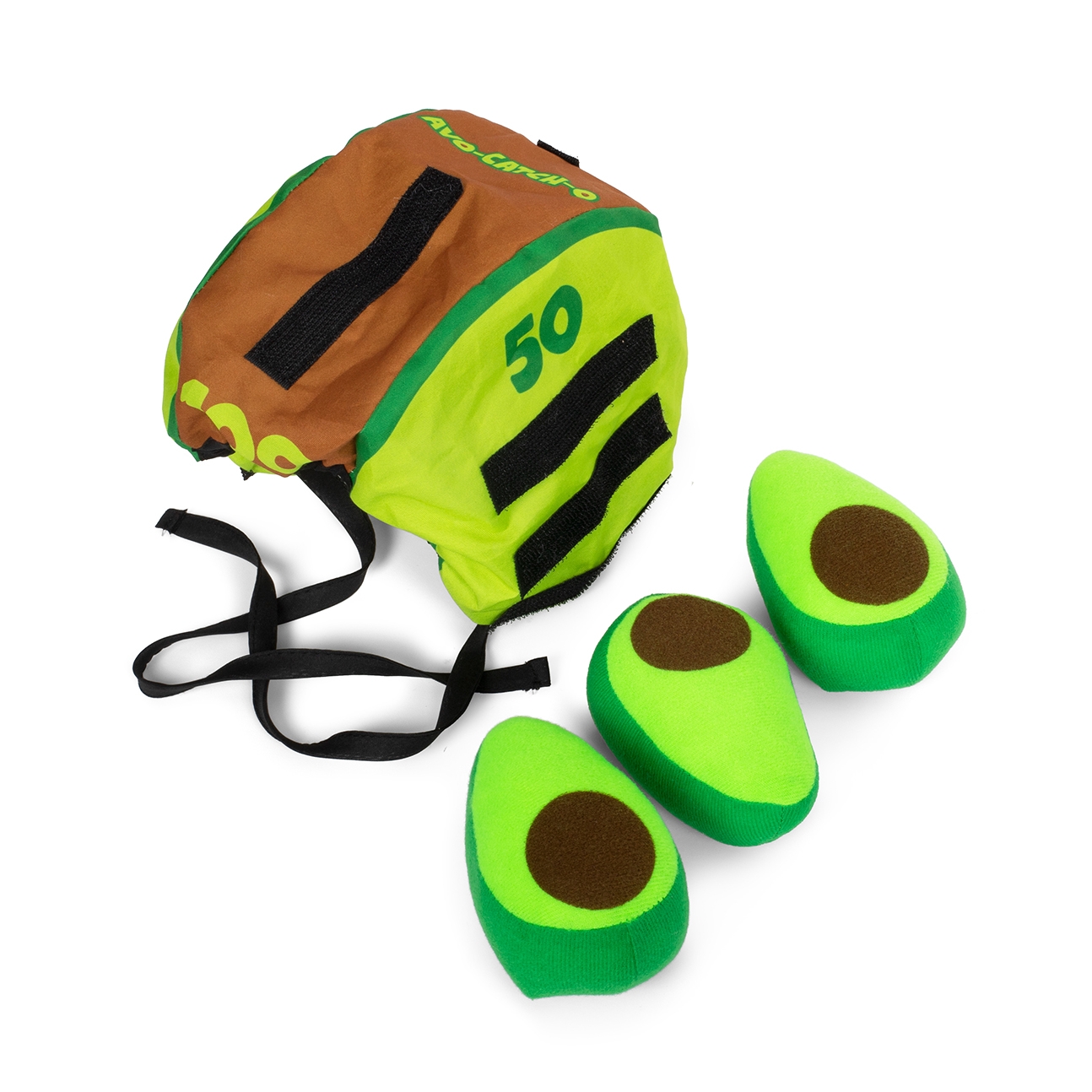NEW Avo-Catch-O Head Smash Game Velcro, 1 x Hat, 3 x Avo Balls