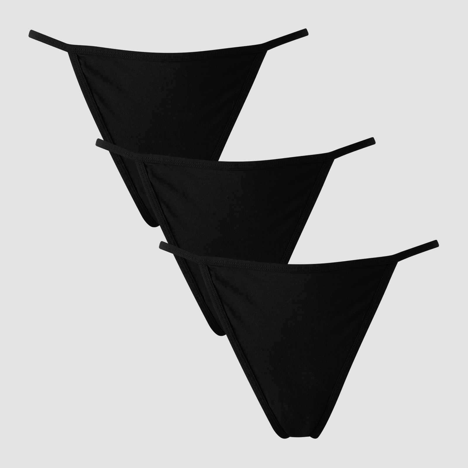 5059883463315 - Damen G-String mit mittelhohem Bund (3er-Packung) – Schwarz - M - Schwarz