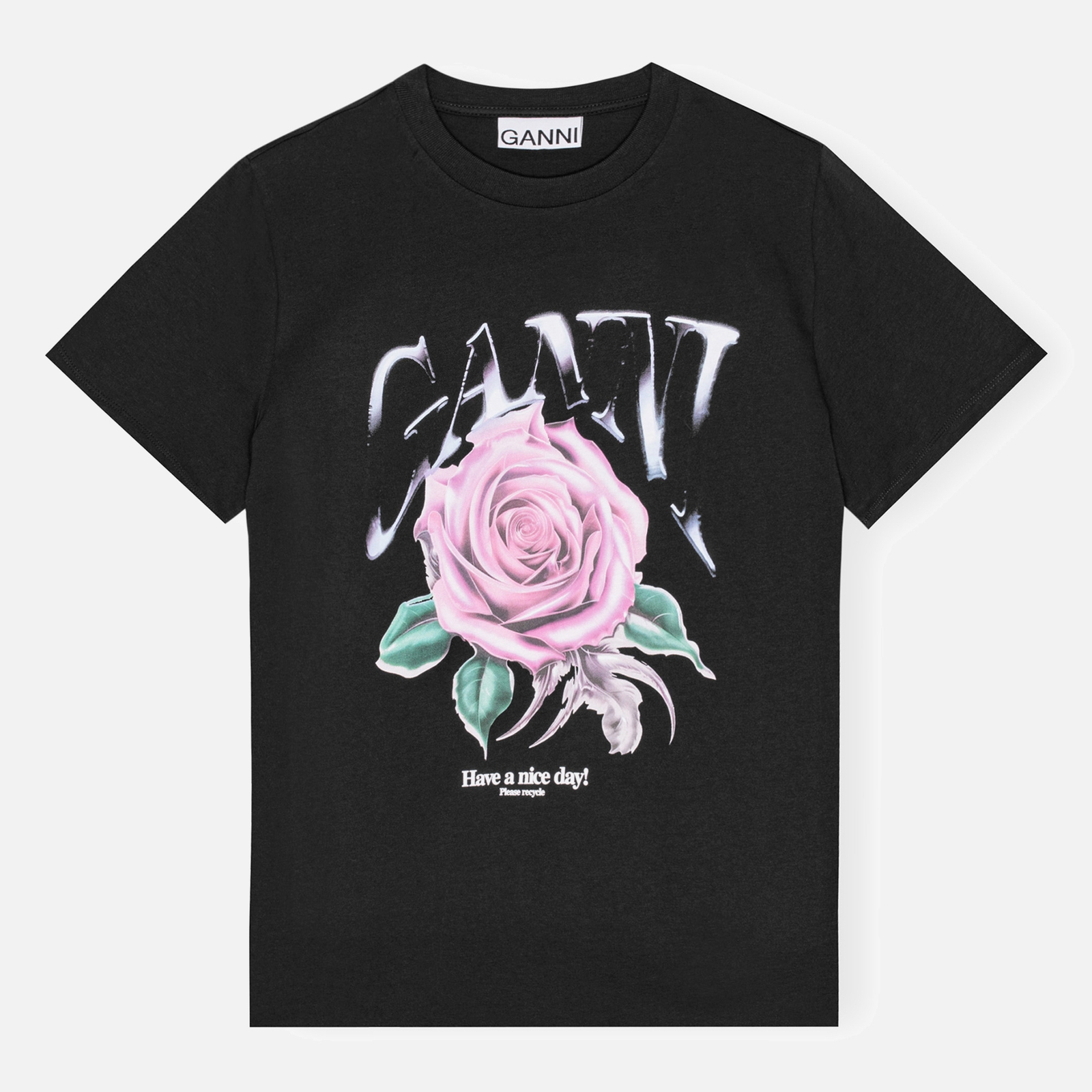 Ganni Basic Cotton-Jersey Rose Relaxed T-Shirt - XS