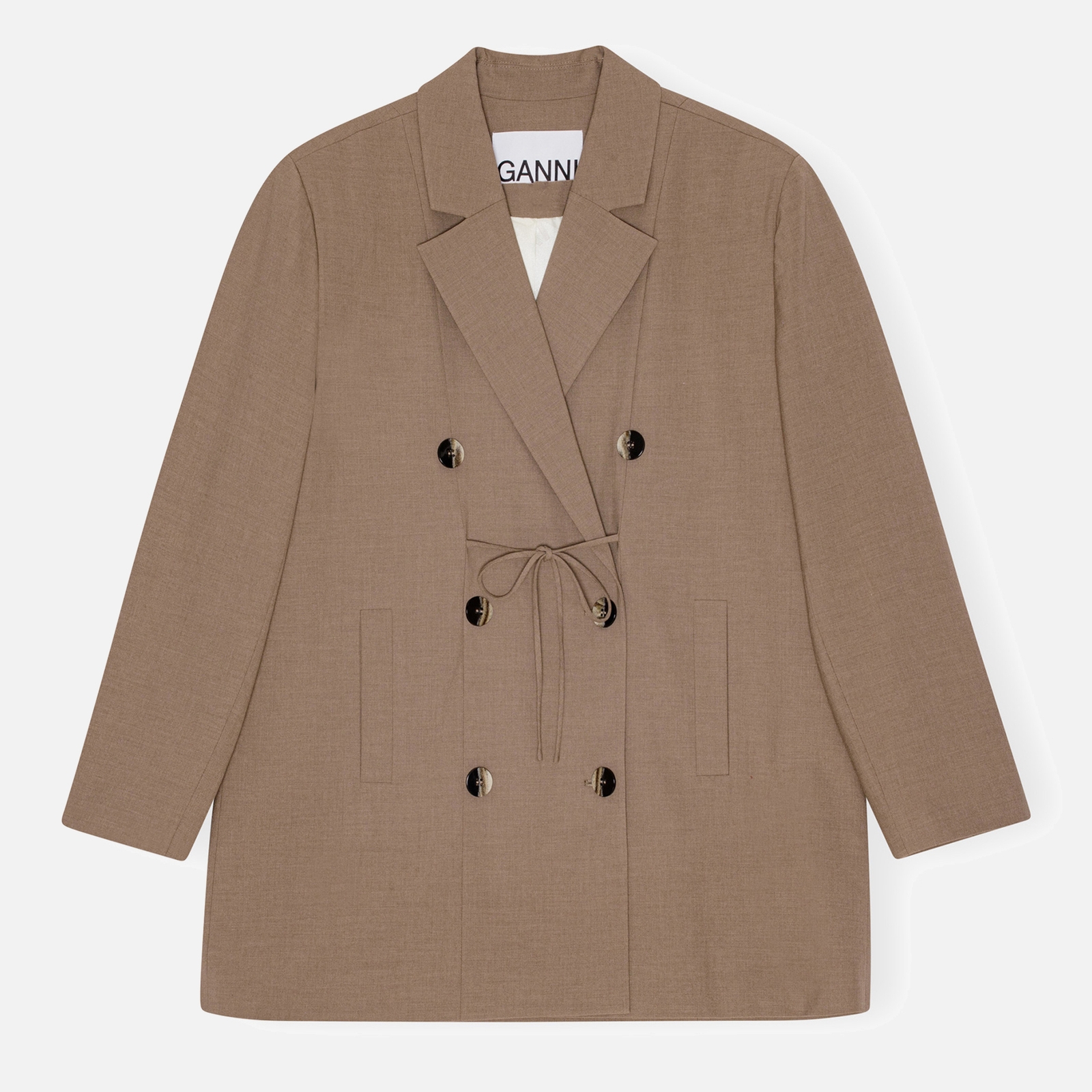 Ganni Drapey Melange Woven Oversized Blazer - L/XL