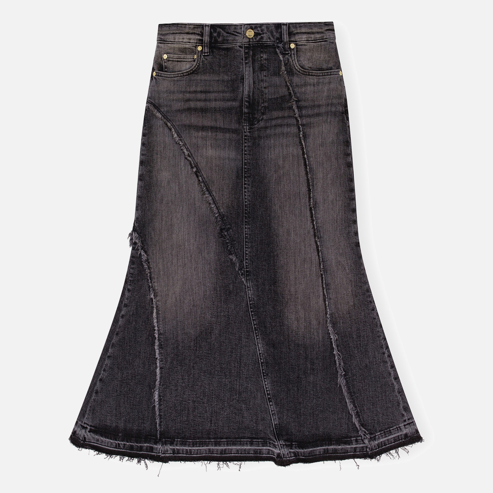 Ganni Tint Edge Denim Midi Skirt - 36