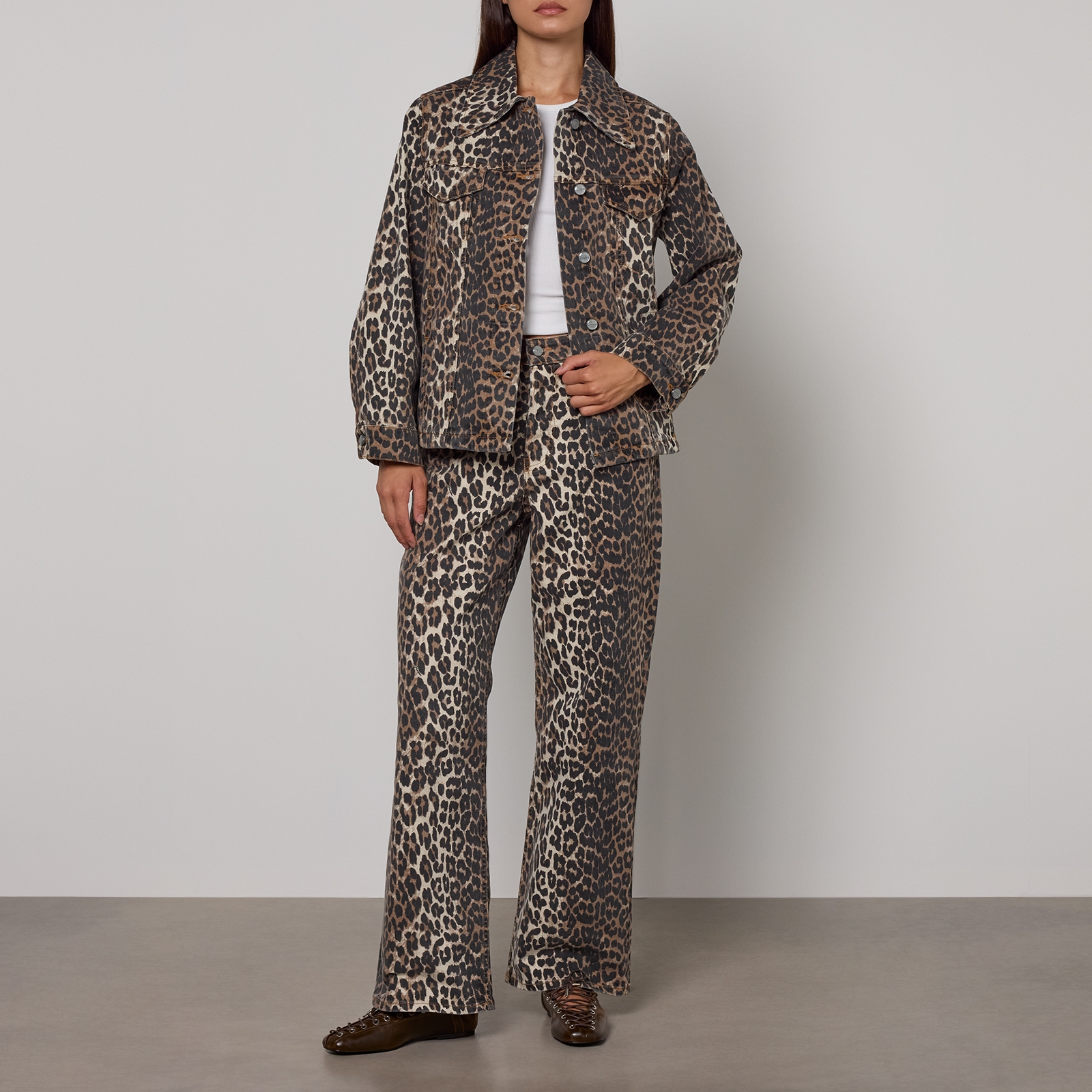 Ganni Leopard-Print Izey Denim Jeans - 26