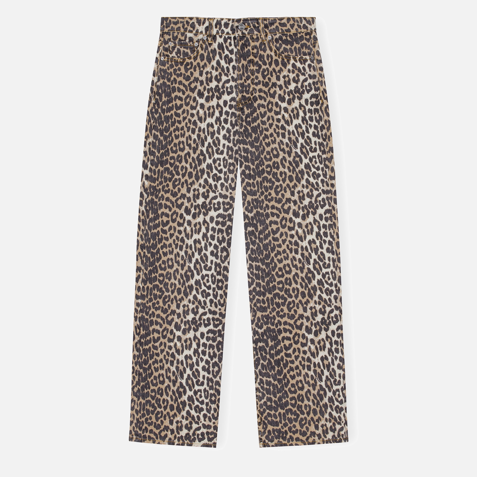 Ganni Leopard-Print Izey Denim Jeans - 28