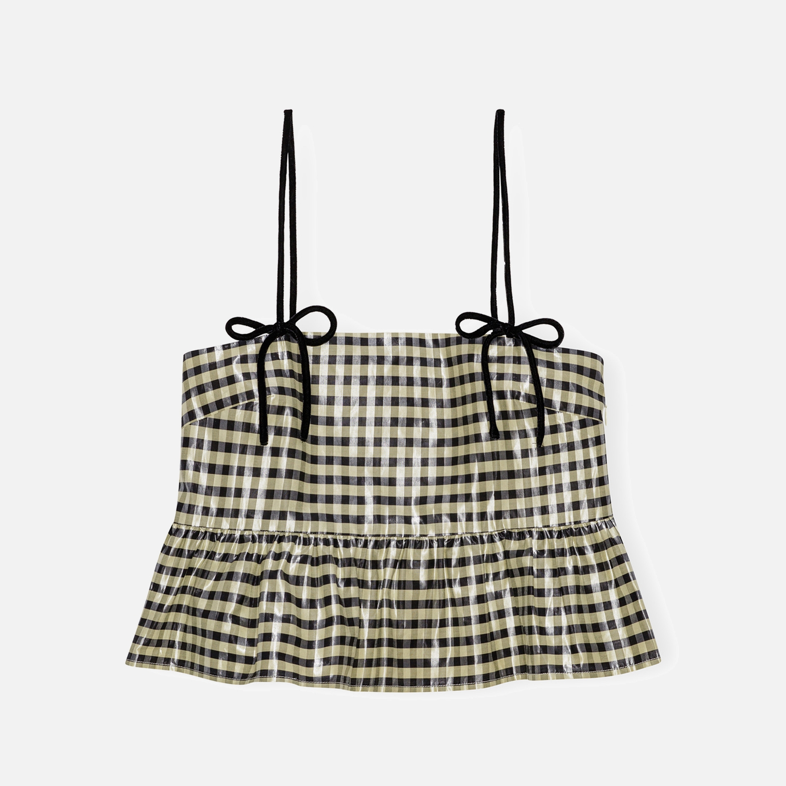 Ganni Shiny Check Cotton-Blend Jacquard Top - 36