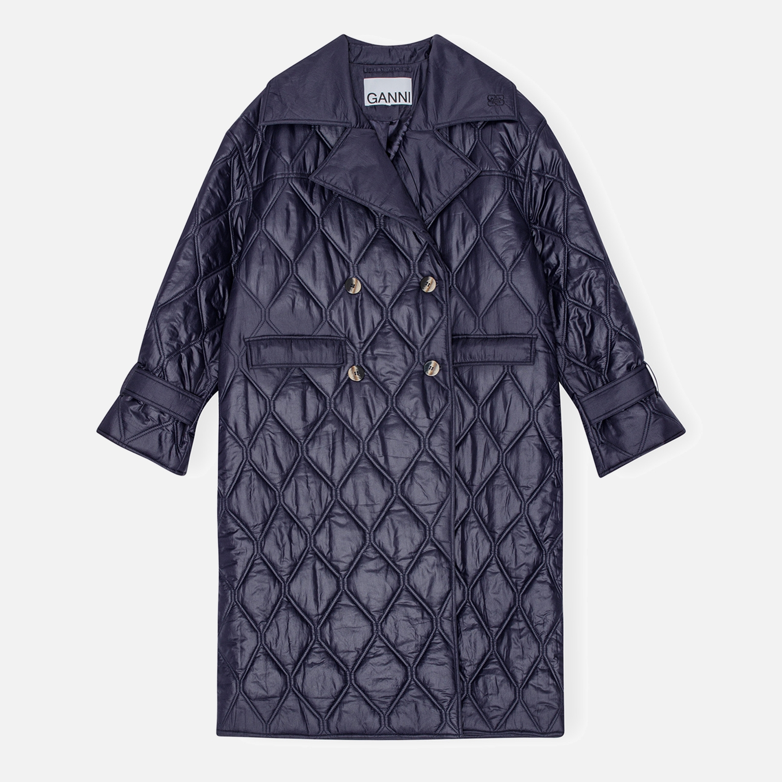 Ganni Shiny Quilted Shell Coat - XXS/XS
