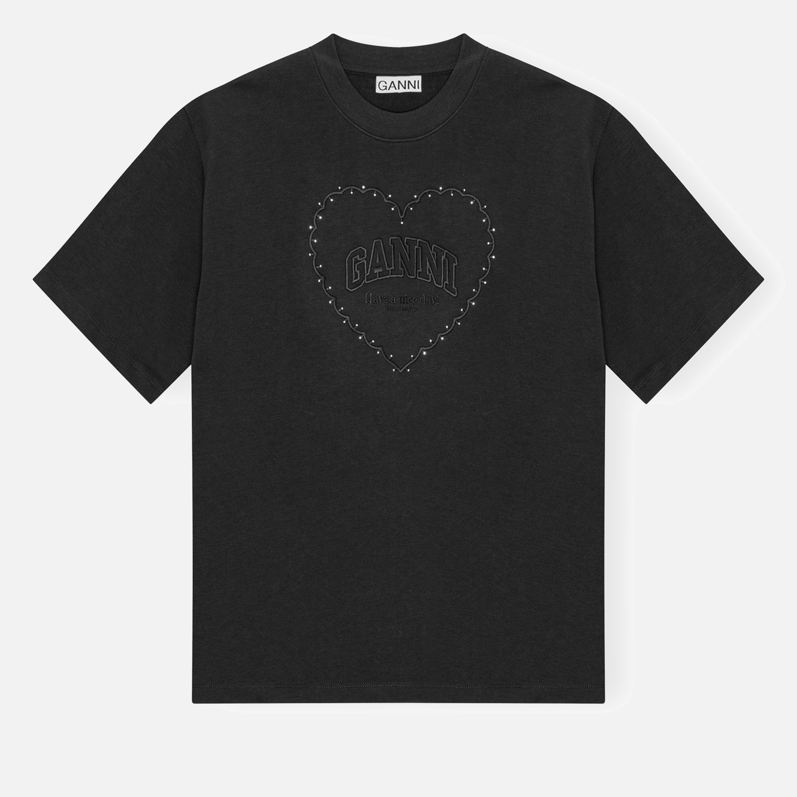 Ganni Heart Organic Cotton-Jersey T-shirt - M
