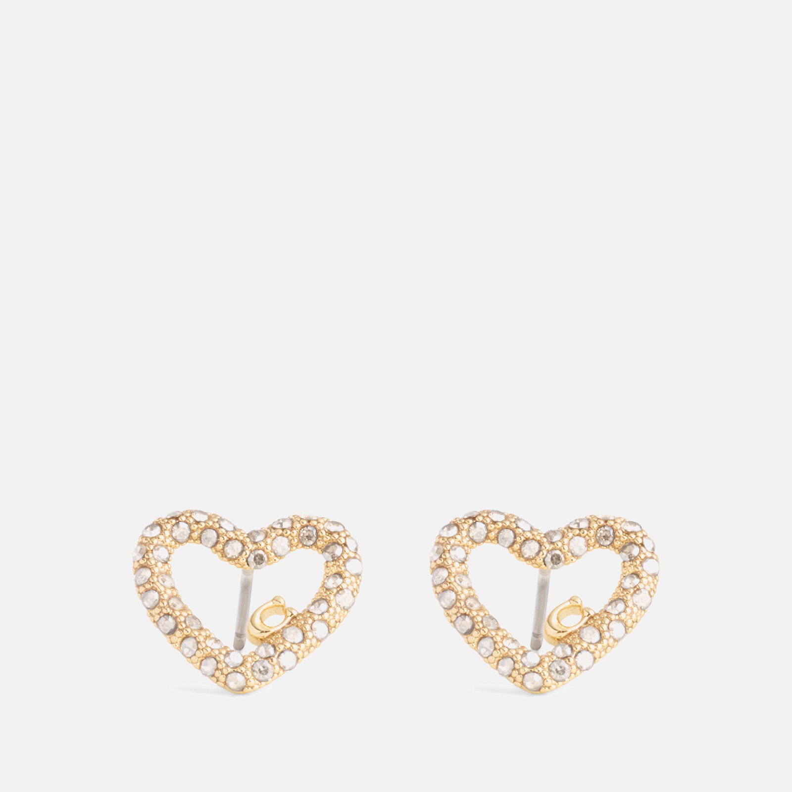 Coach Women's Signature Pavé Heart Stud Earrings - Crystal