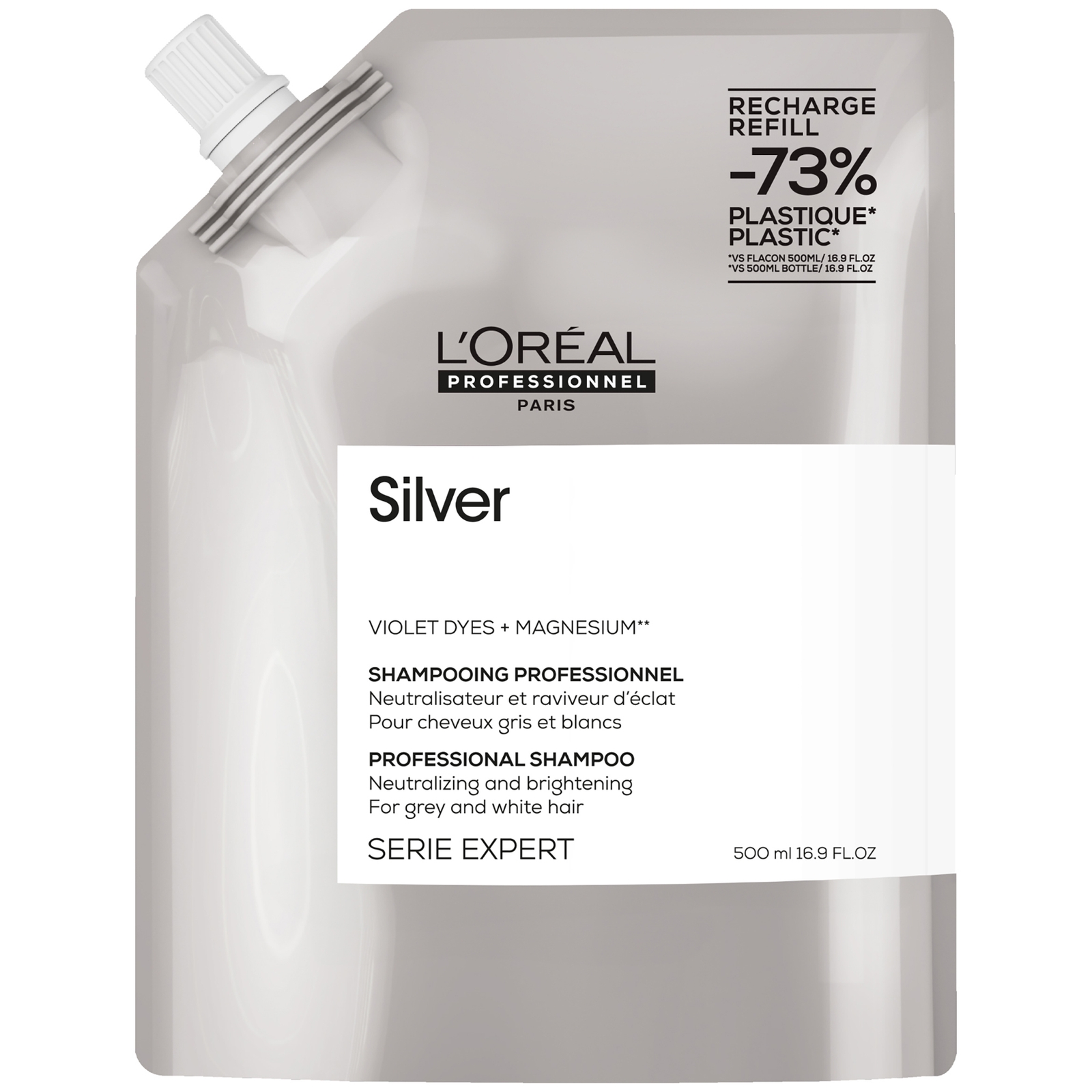 

L'Oréal Professionnel Silver Shampoo Refill Pack 500ml for Grey and Silver Coloured Hair