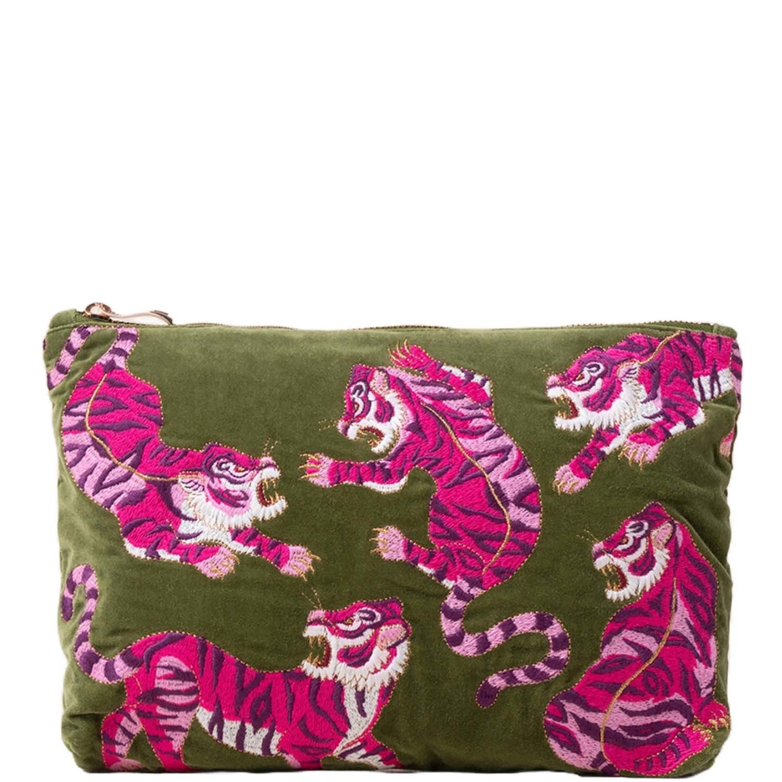 

Elizabeth Scarlett Wild Tiger Fern Green Velvet Everyday Pouch