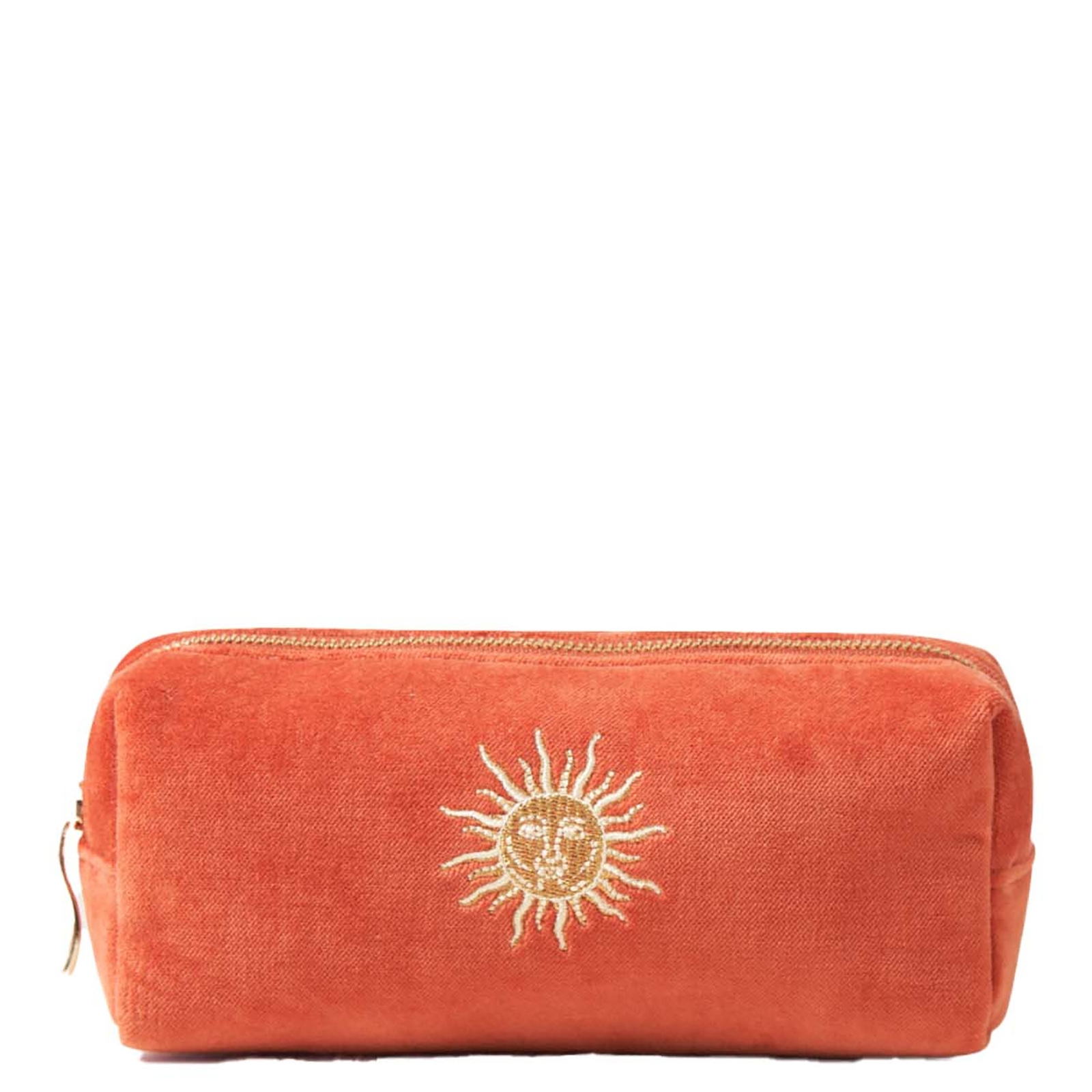 Elizabeth Scarlett Sun Goddess Rust Velvet Makeup Brush Bag