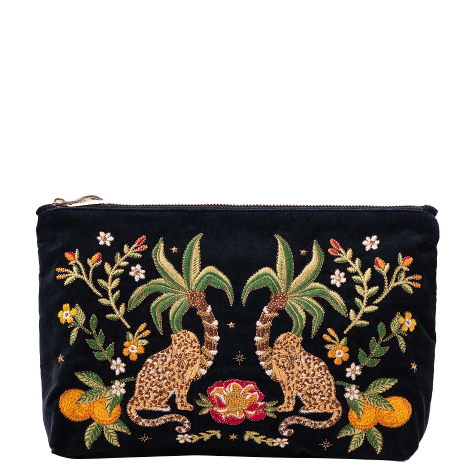 Elizabeth Scarlett Tropical Paradise Jaguar Charcoal Velvet Everyday Pouch