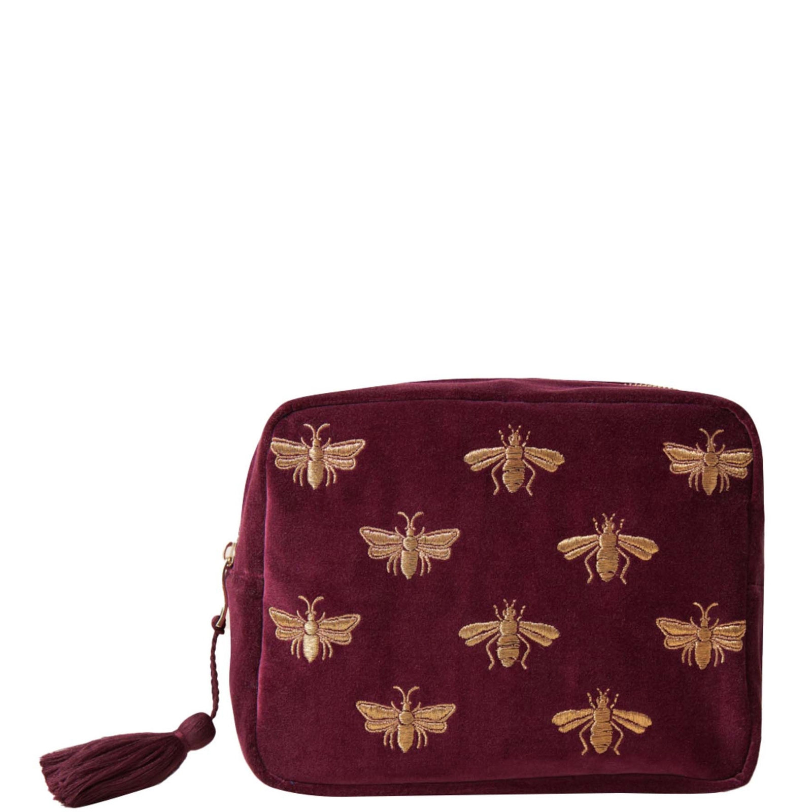 

Elizabeth Scarlett Honey Bee Plum Velvet Wash Bag