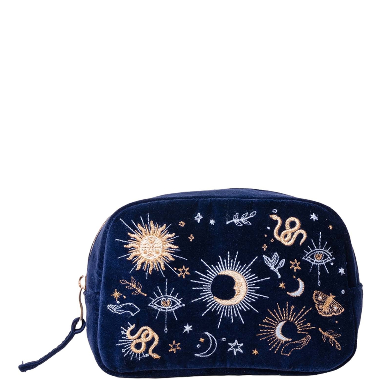 Elizabeth Scarlett Boho Mysticism Navy Velvet Makeup Bag