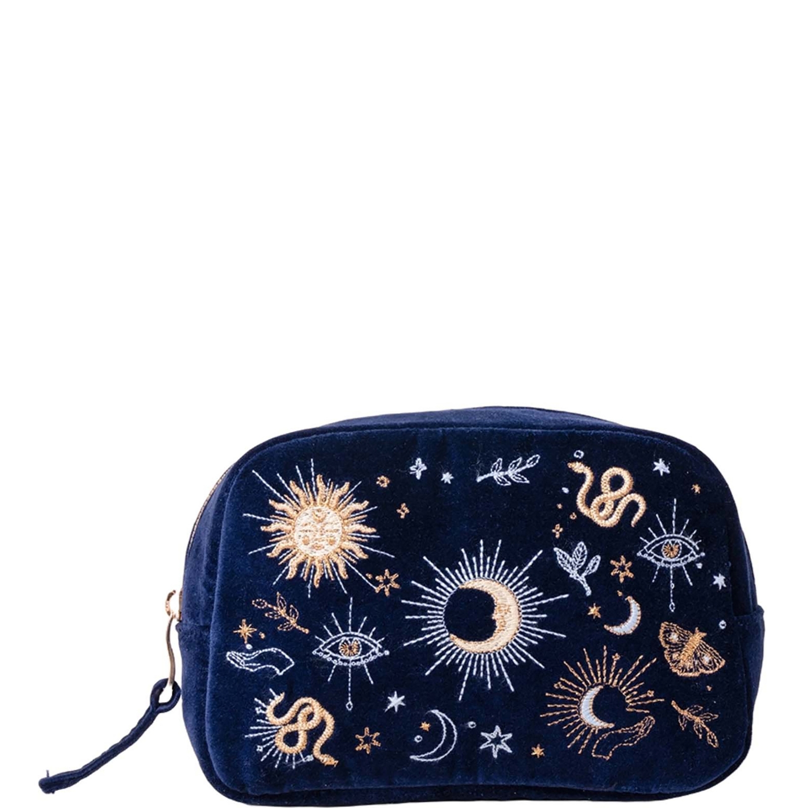 Elizabeth Scarlett Boho Mysticism Navy Velvet Makeup Bag