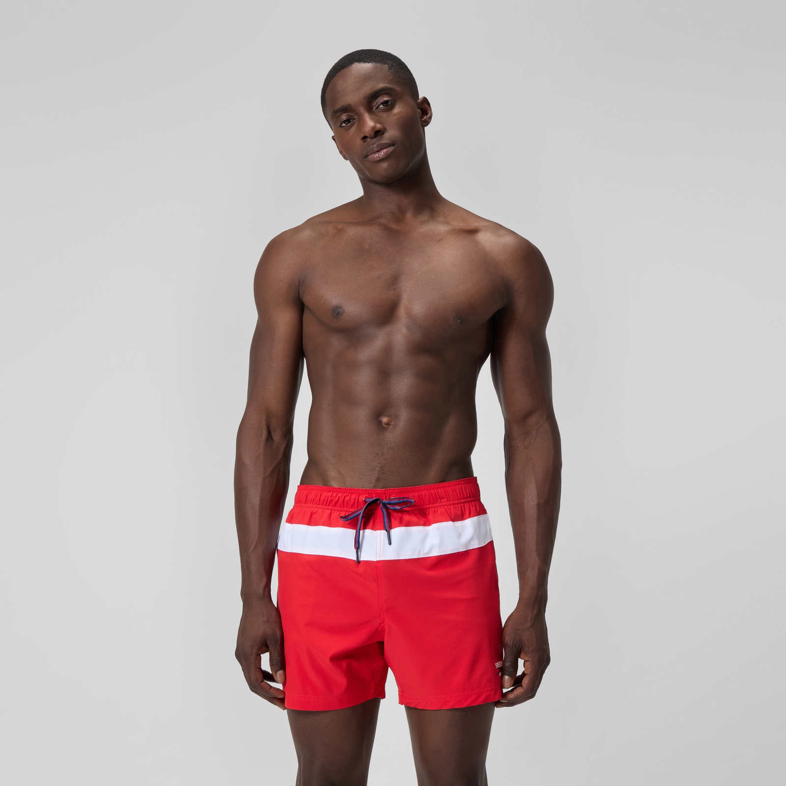 Men's Jetstream 16'' Striped Colourblock Swim Shorts Red/White