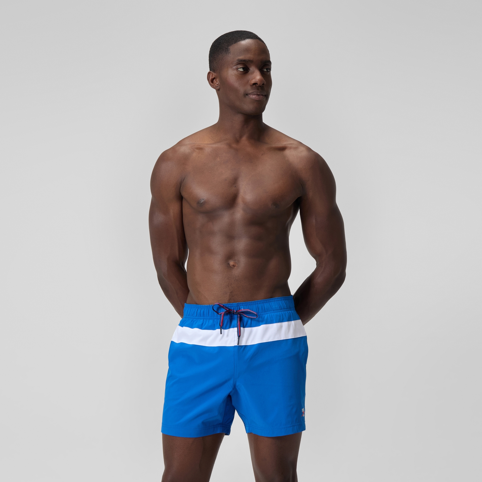 Men's Jetstream 16'' Striped Colourblock Swim Shorts Blue/White