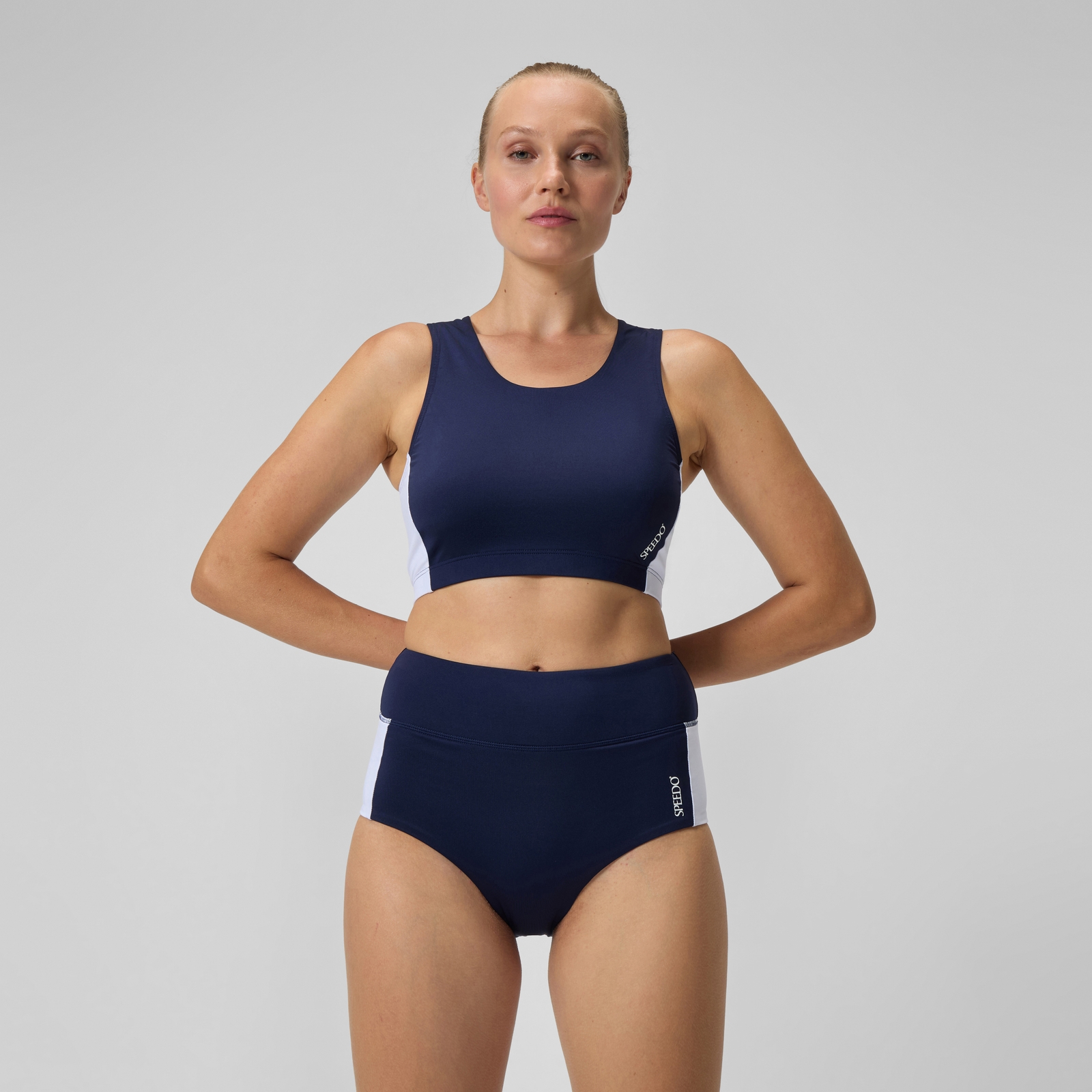Women's Jetstream Colourblock Banded Boyleg Bikini Bottom Navy/White