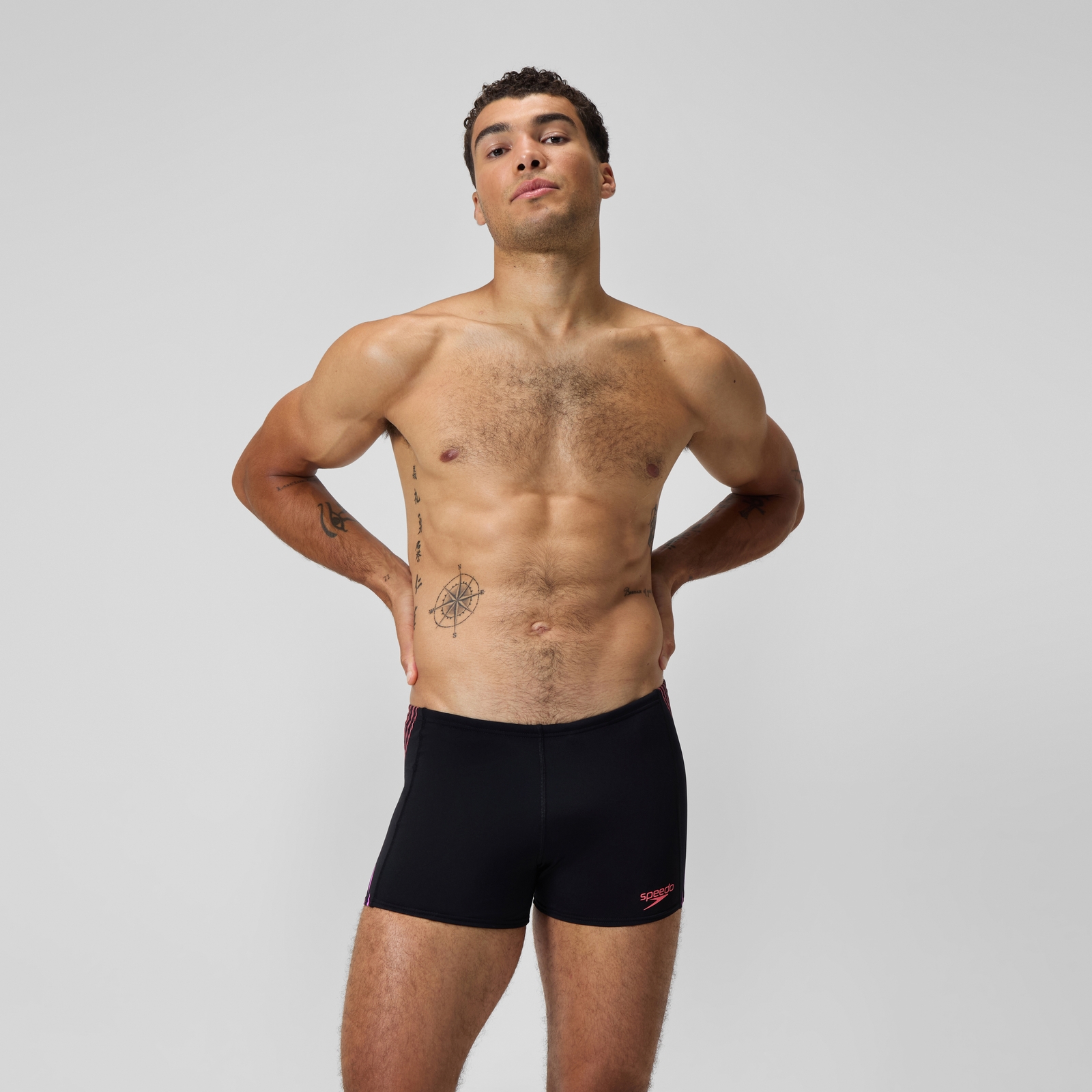 Men's Tech Panel Aquashort Black/Coral