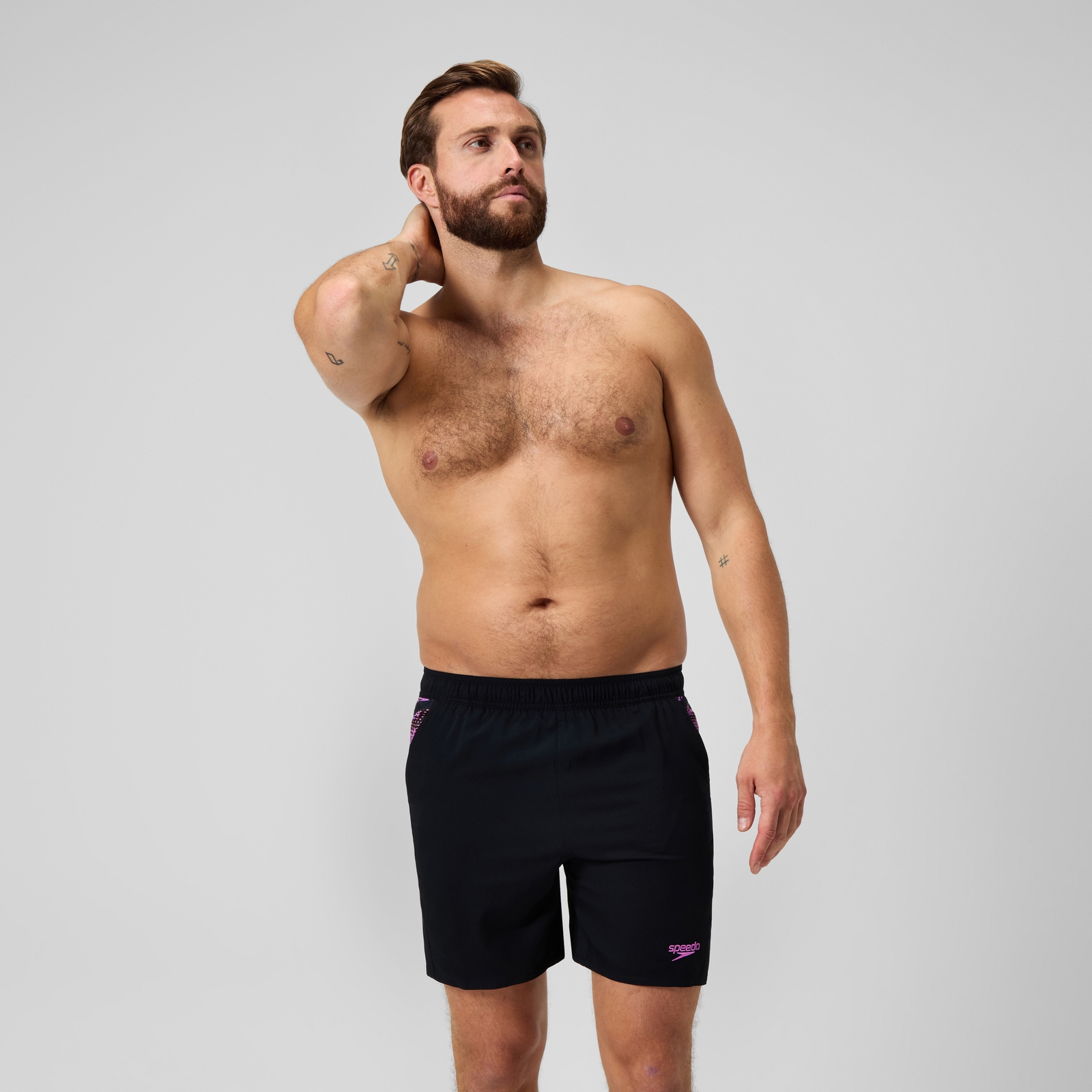 Men's Xpress Lite Panel 16'' Swim Shorts Black/Pink