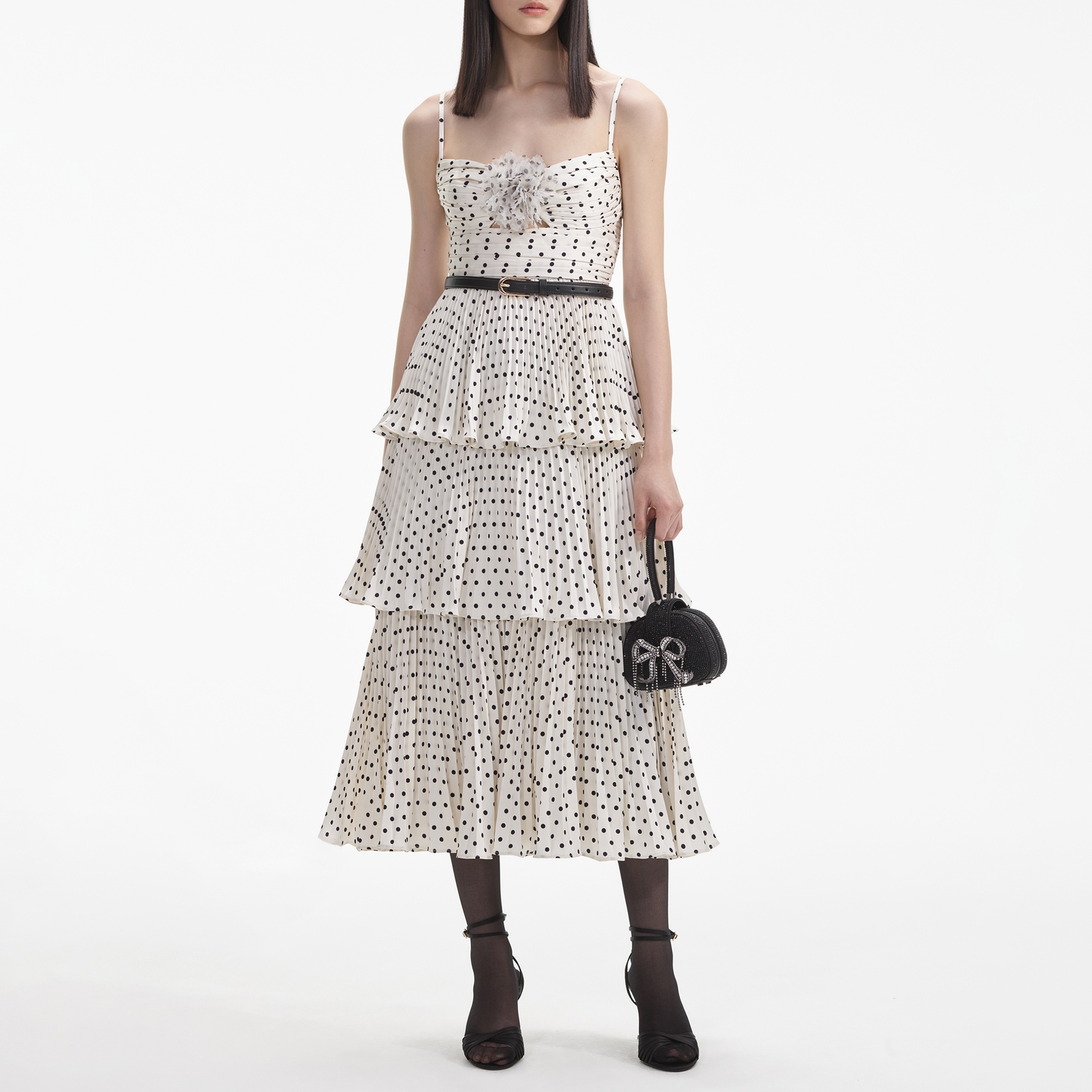 Self-Portrait Polka Dot Chiffon Midi Dress - UK 12
