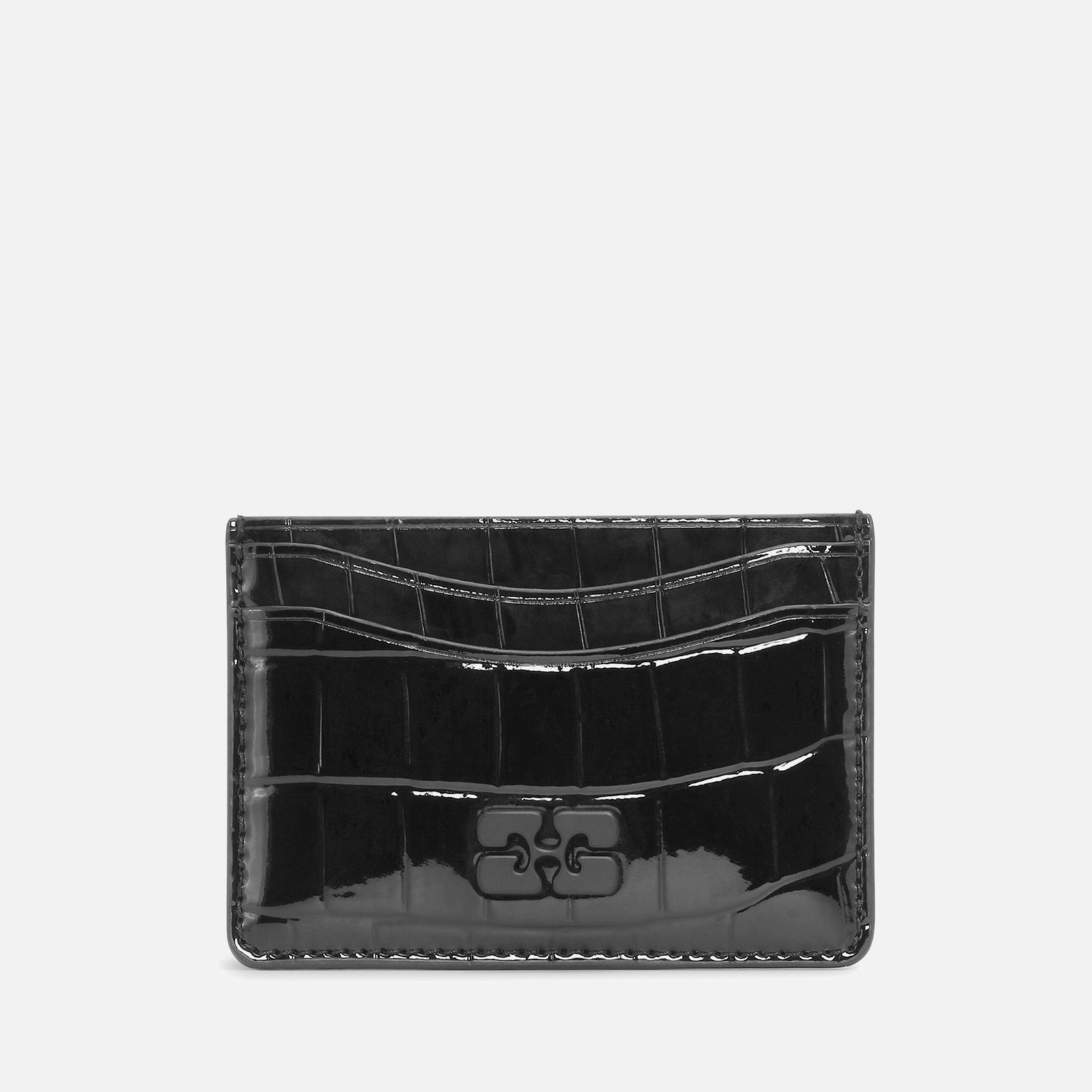 Ganni Bou Leather-Blend Croc-Effect Card Holder