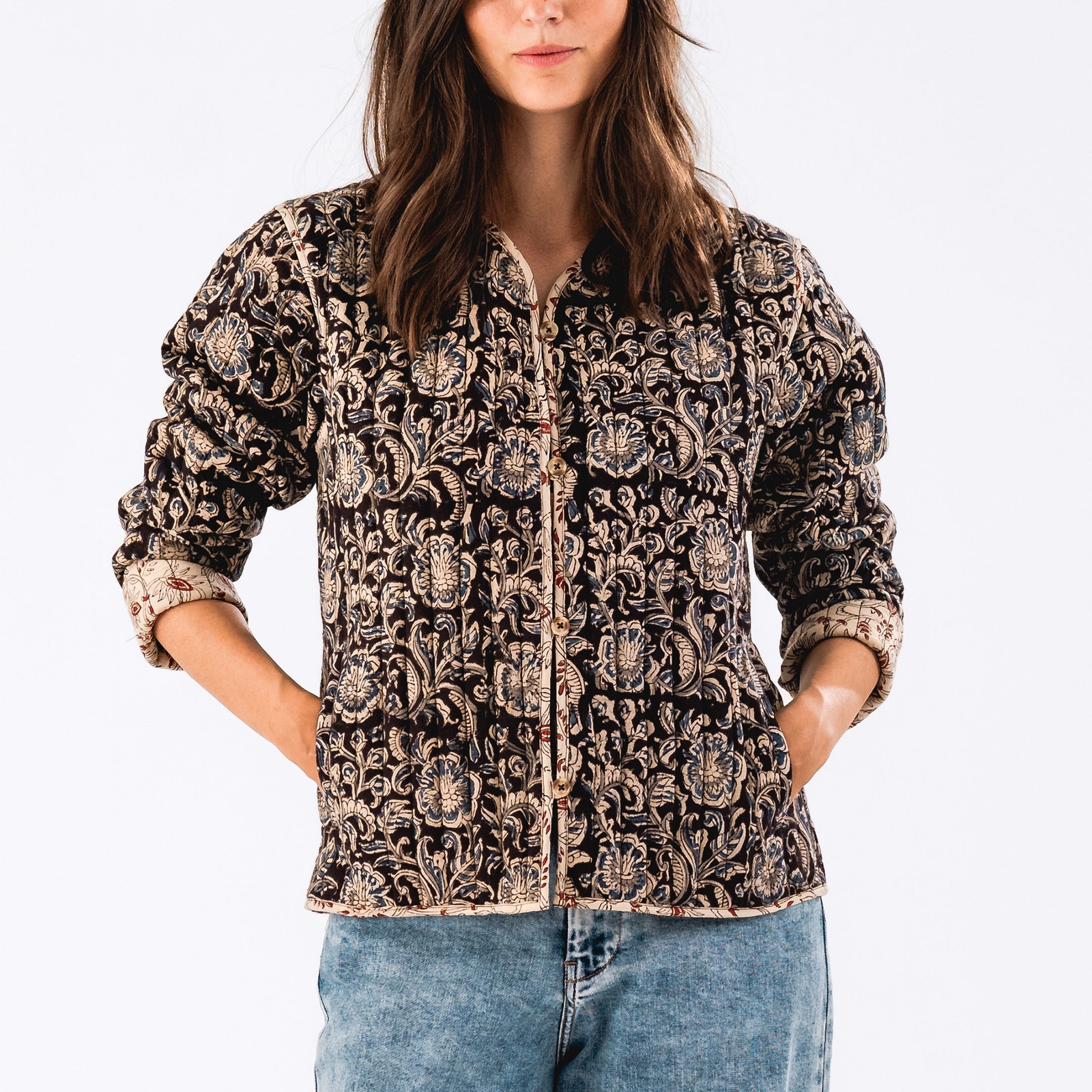 Lollys Laundry Betty Floral Quilted Cotton Jacket - M