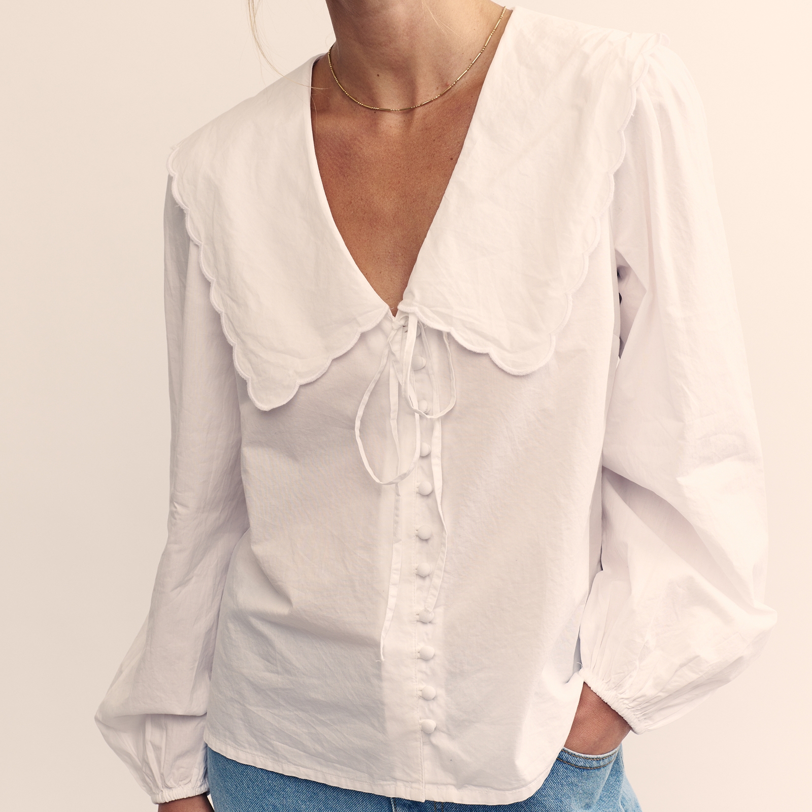 Nobody's Child Birdie Organic Cotton-Poplin Blouse