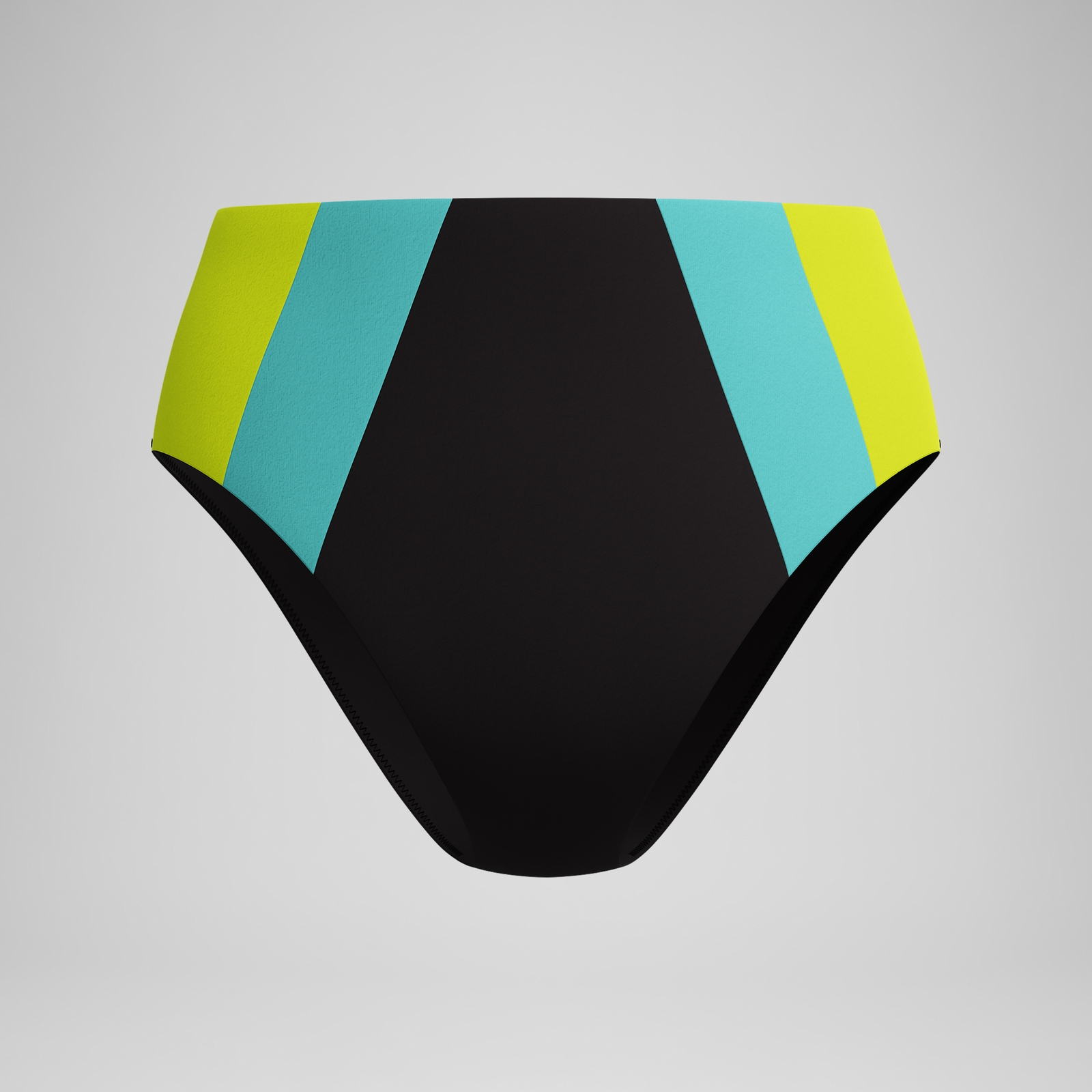Women's Colourblock Highwaist Bikini Bottom Black