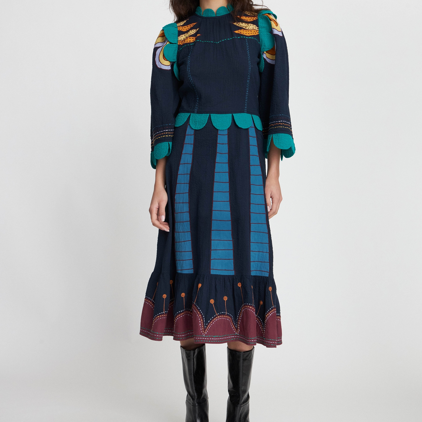 Stella Nova Embroidered Cotton-Seersucker Dress