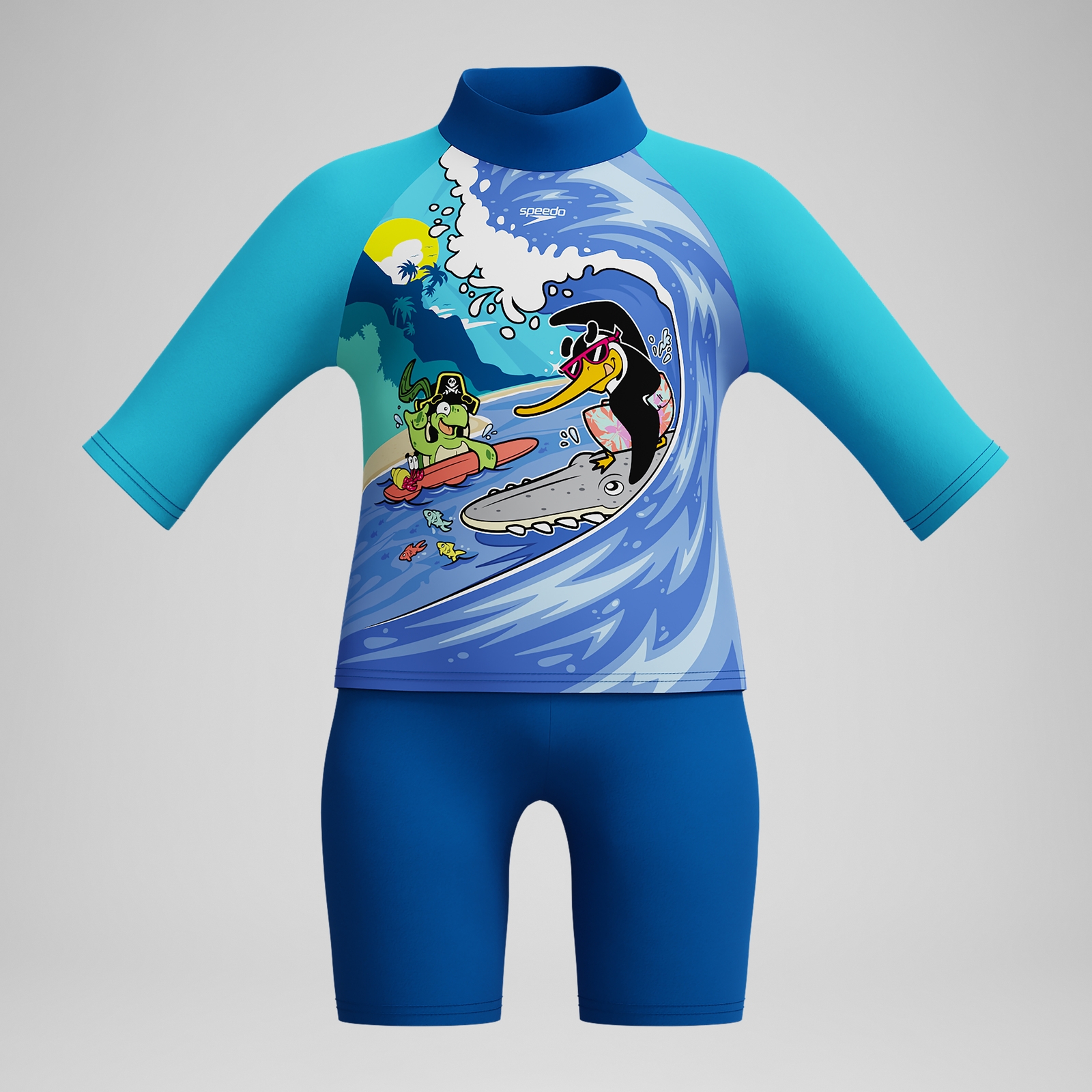 Boys' Learn to Swim Sun Protection Top & Short Blue