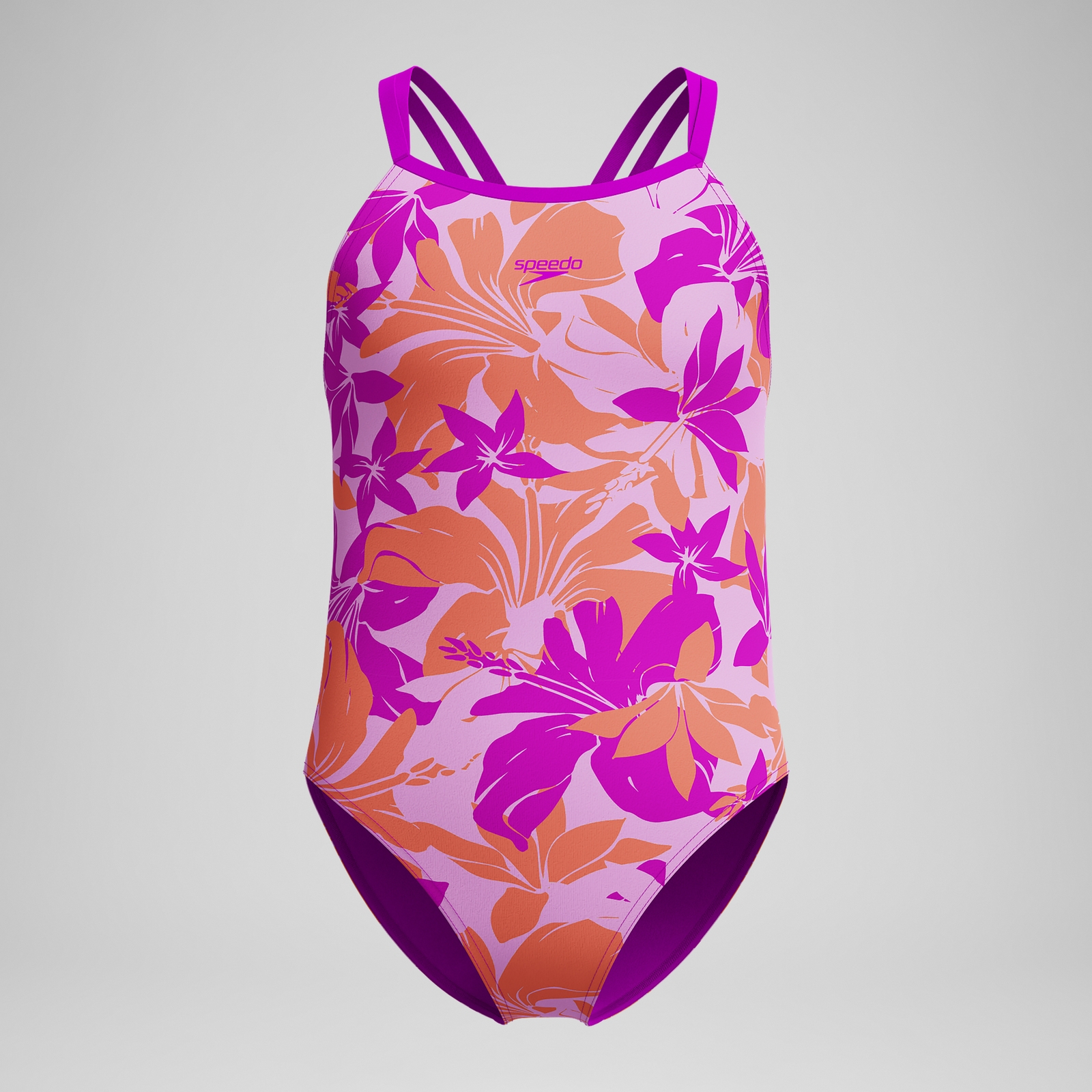 Girls' Printed Twinstrap Swimsuit Pink
