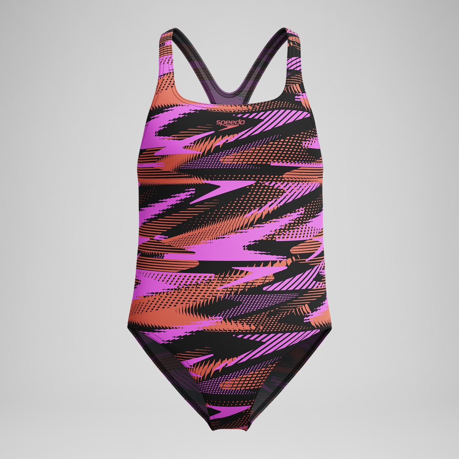 Girls' HyberBoom Printed Medalist Swimsuit Black/Pink