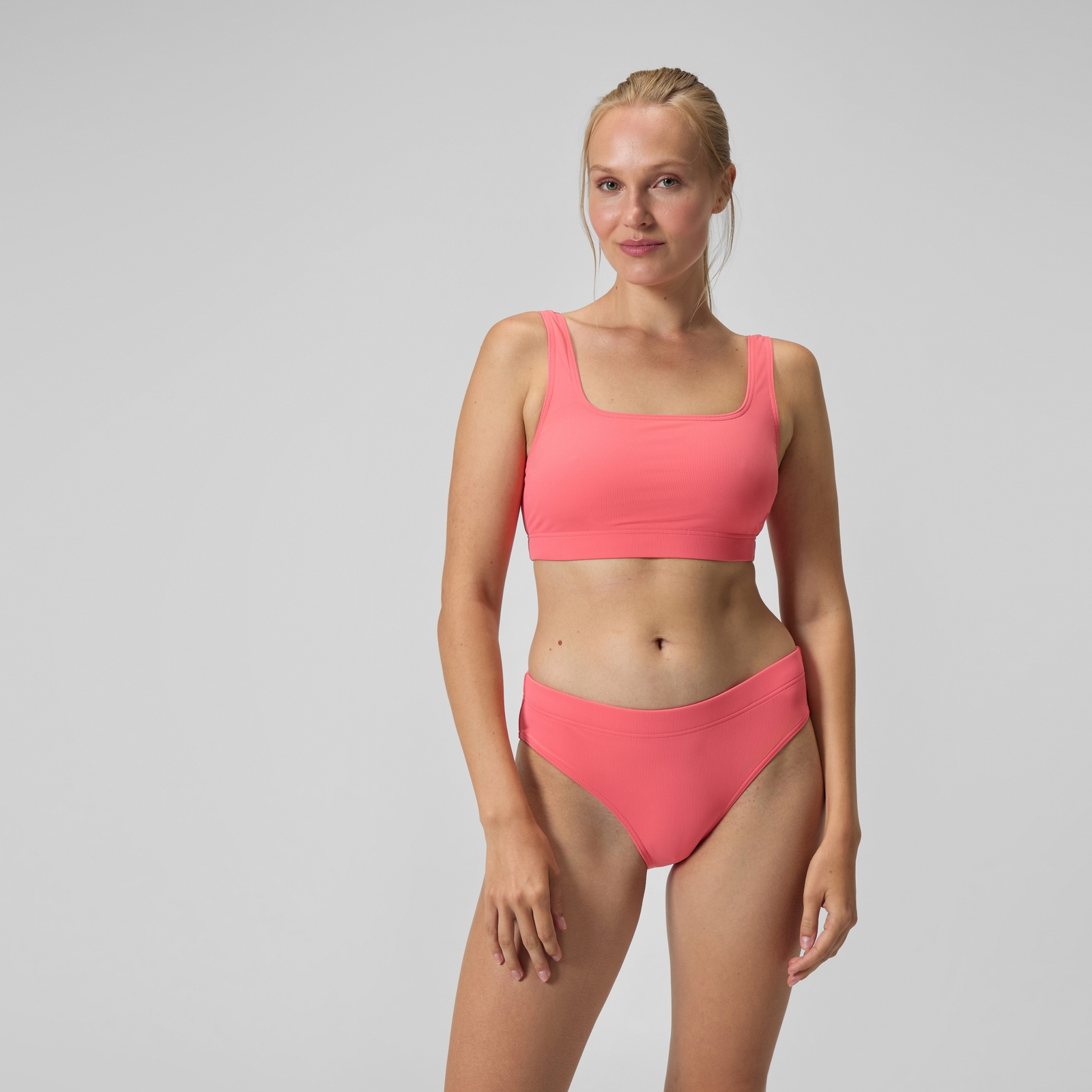 Women's Textured Deep U-Back Bikini Coral