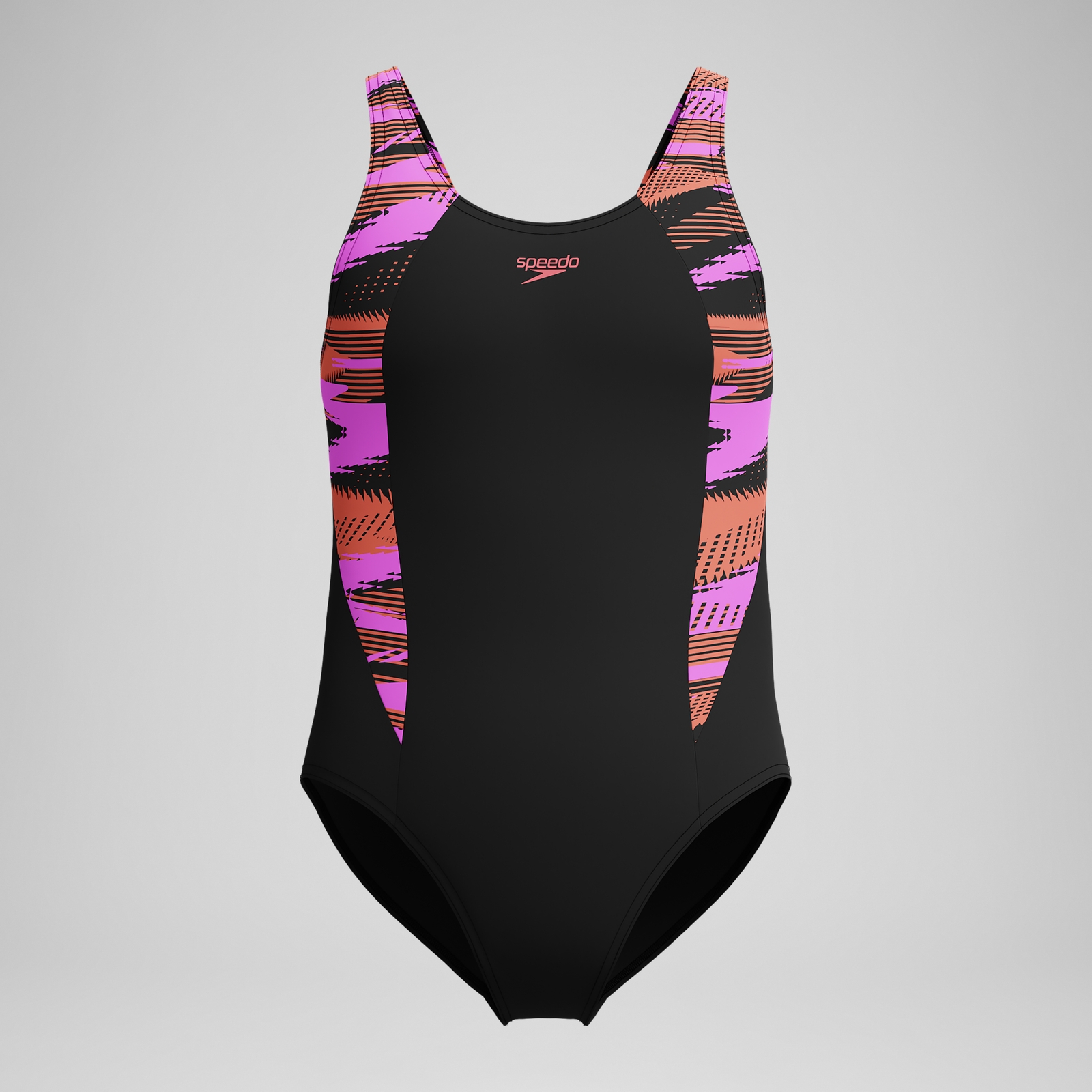 Girls' HyberBoom Splice Muscleback Swimsuit Black/Pink