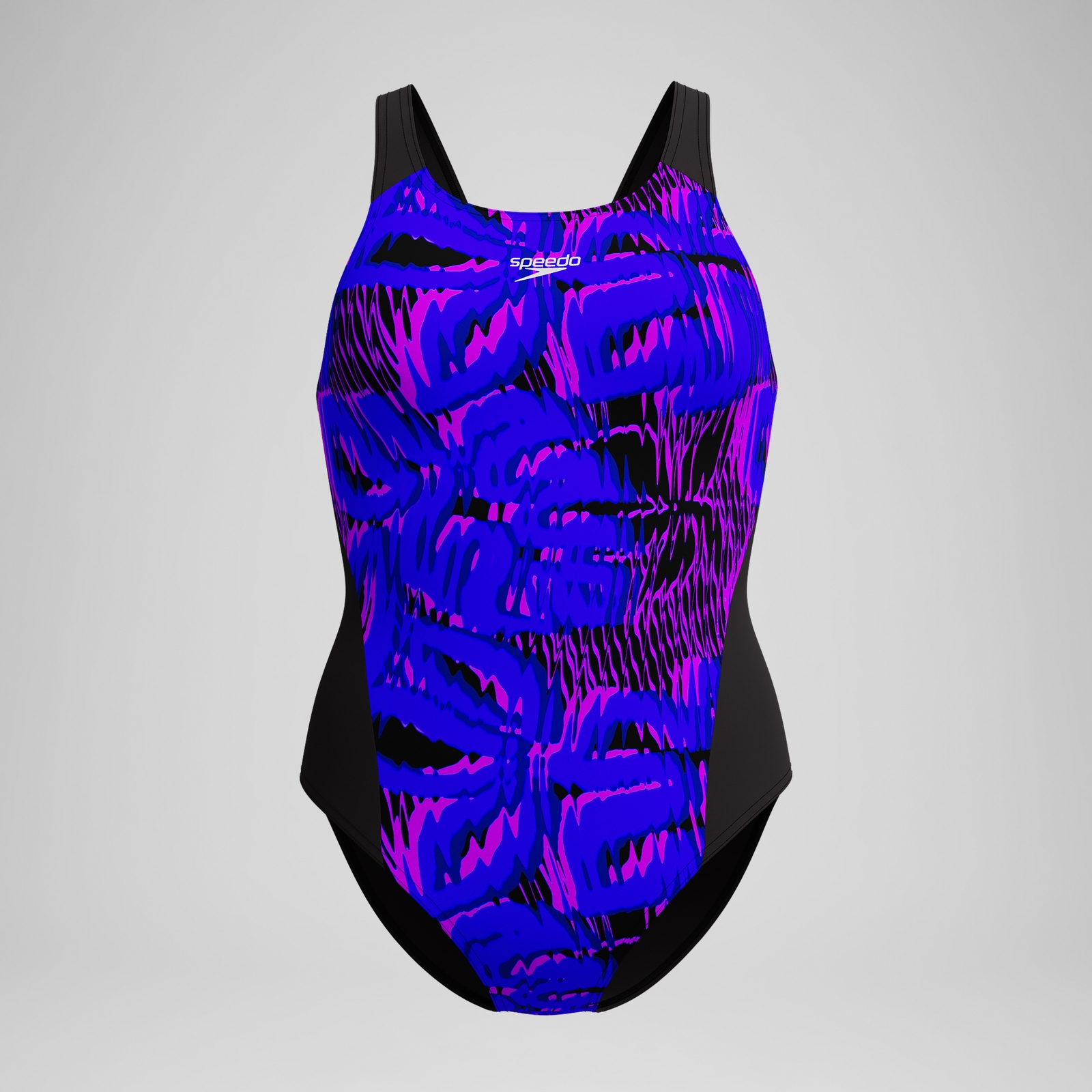 Women's Club Training Printed Recordback Swimsuit Black/Blue