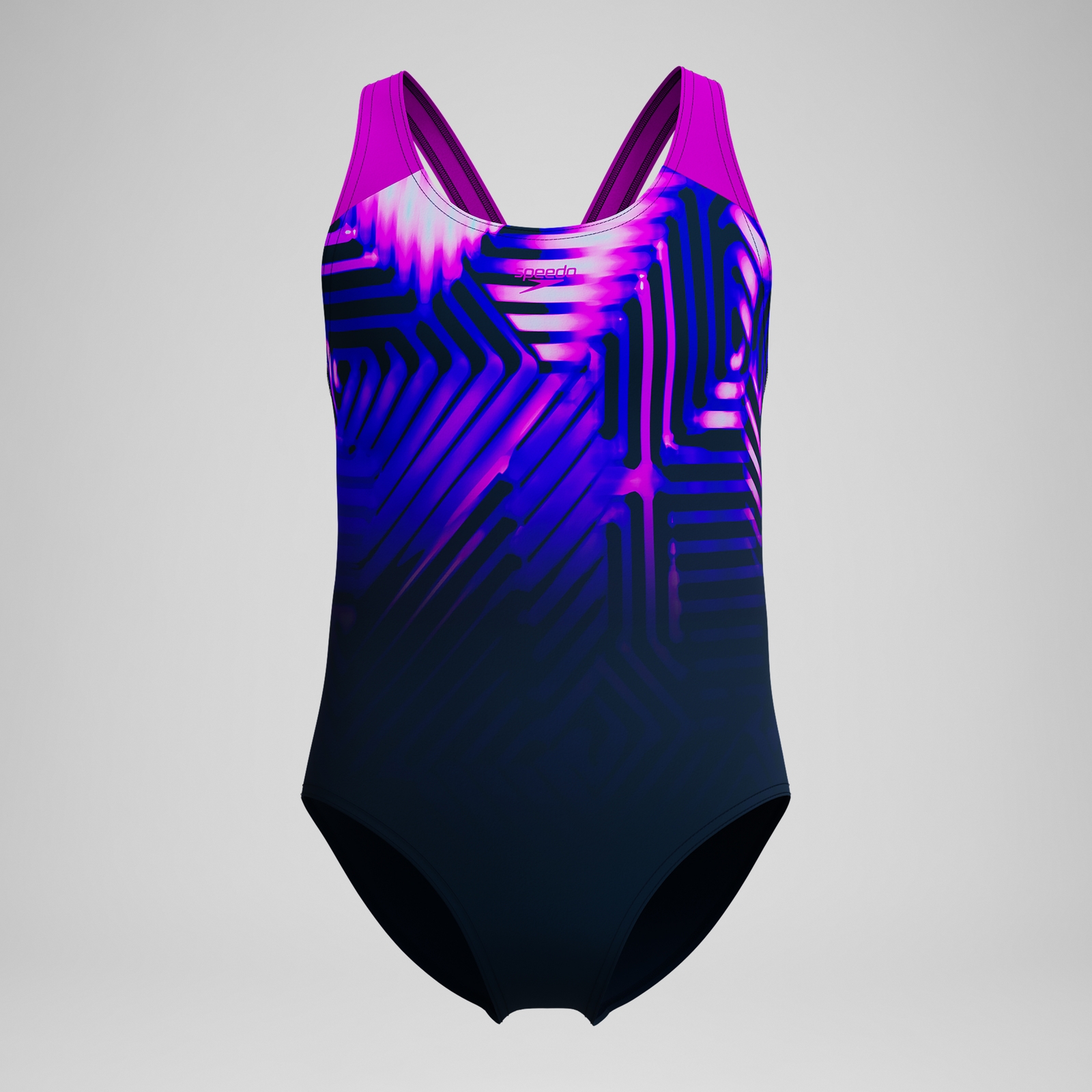 Girls' Digital Placement Splashback Swimsuit Navy/Pink