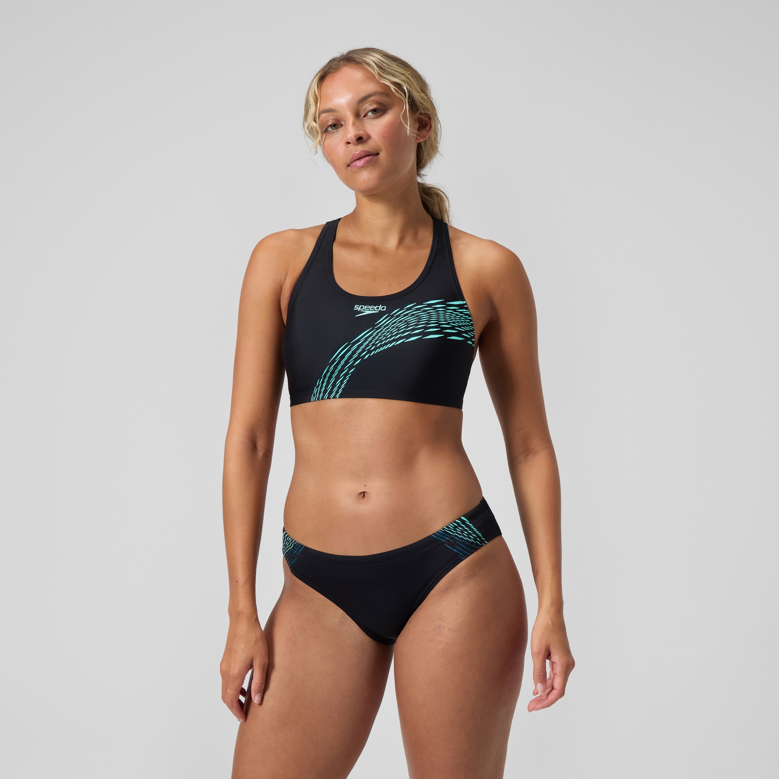 Women's Placement Bikini Black/Turquoise