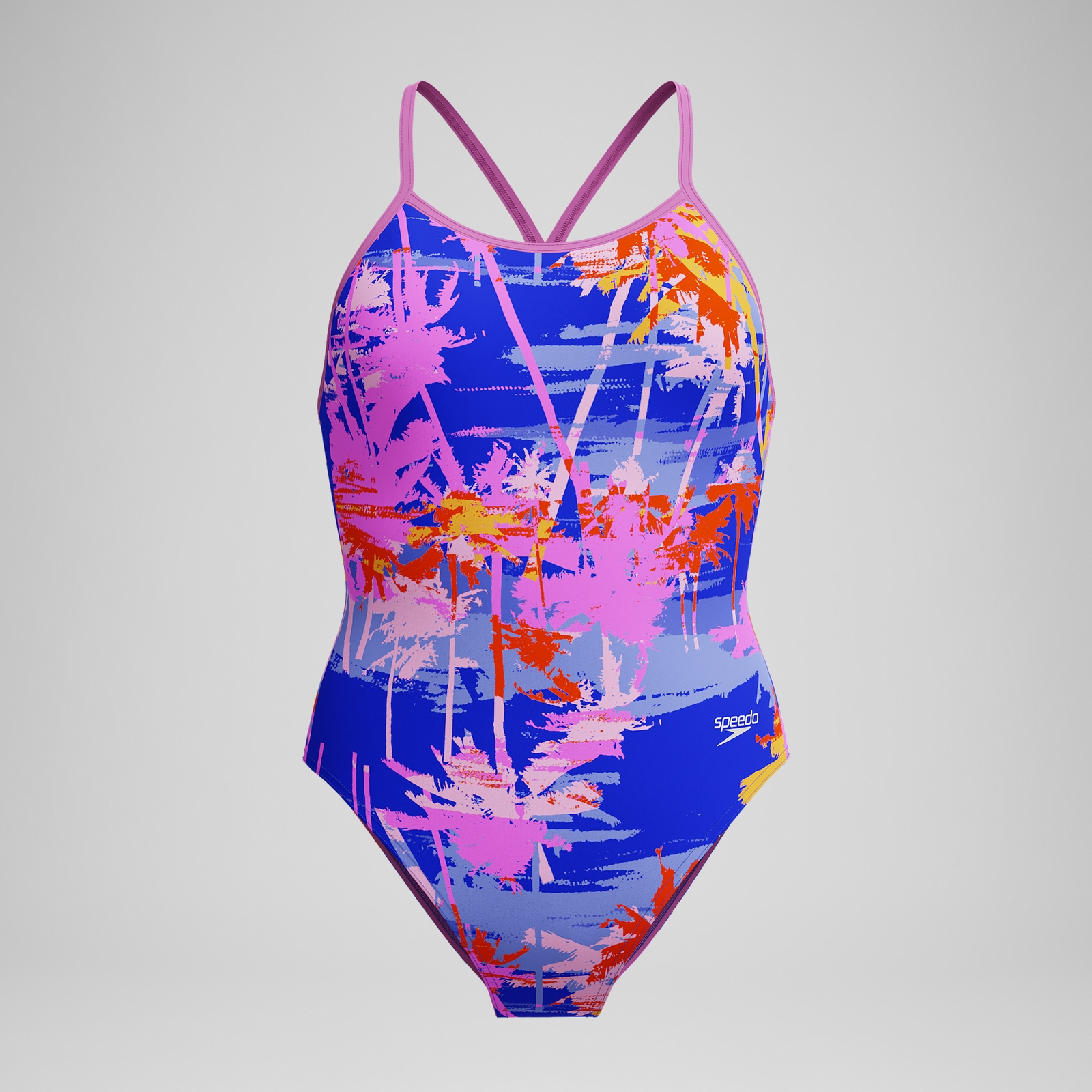 Girls' Club Training Printed V Back Swimsuit Blue/Pink